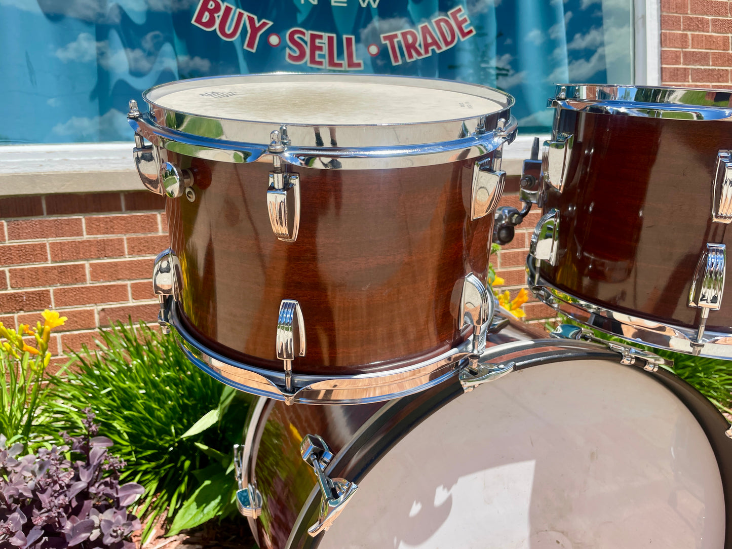 1970s Ludwig Big Beat 3-Ply Drum Set Mahogany Cortex 22/12/13/16