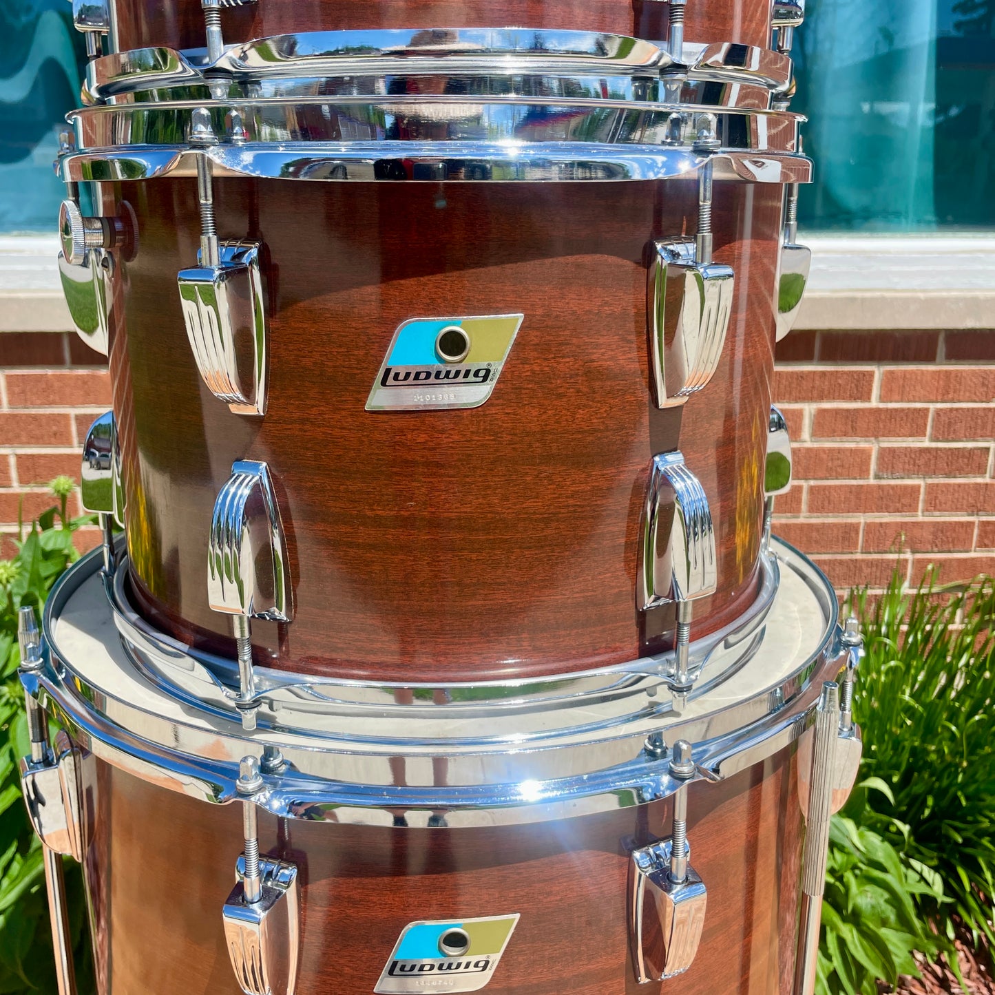 1970s Ludwig Big Beat 3-Ply Drum Set Mahogany Cortex 22/12/13/16