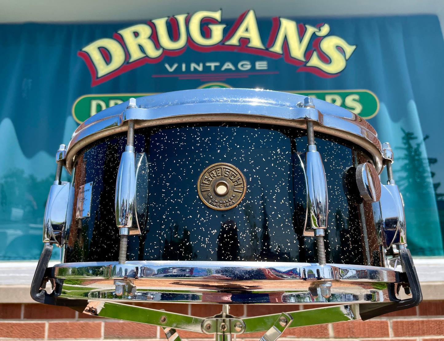 1958 Gretsch 5.5x14 Snare Drum 75th Anniversary Sparkle Round Badge