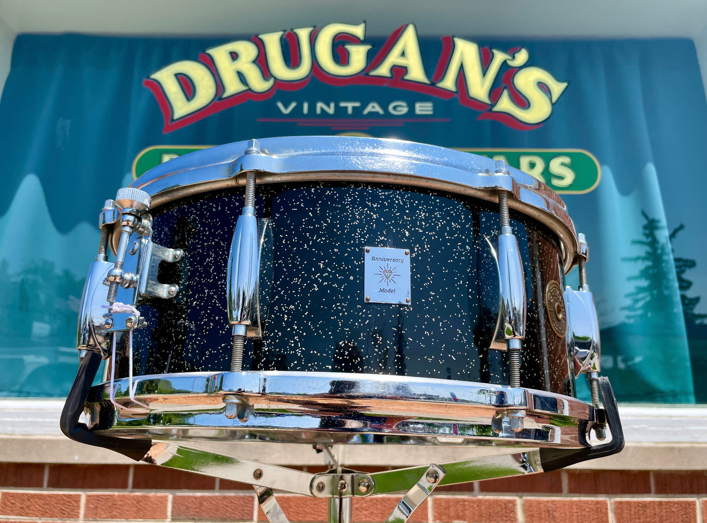 1958 Gretsch 5.5x14 Snare Drum 75th Anniversary Sparkle Round Badge