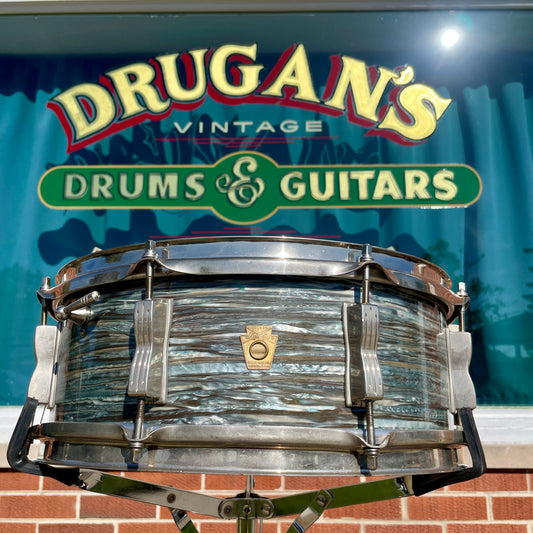 1965 Ludwig 5x14 Jazz Festival Snare Drum Oyster Blue Pearl