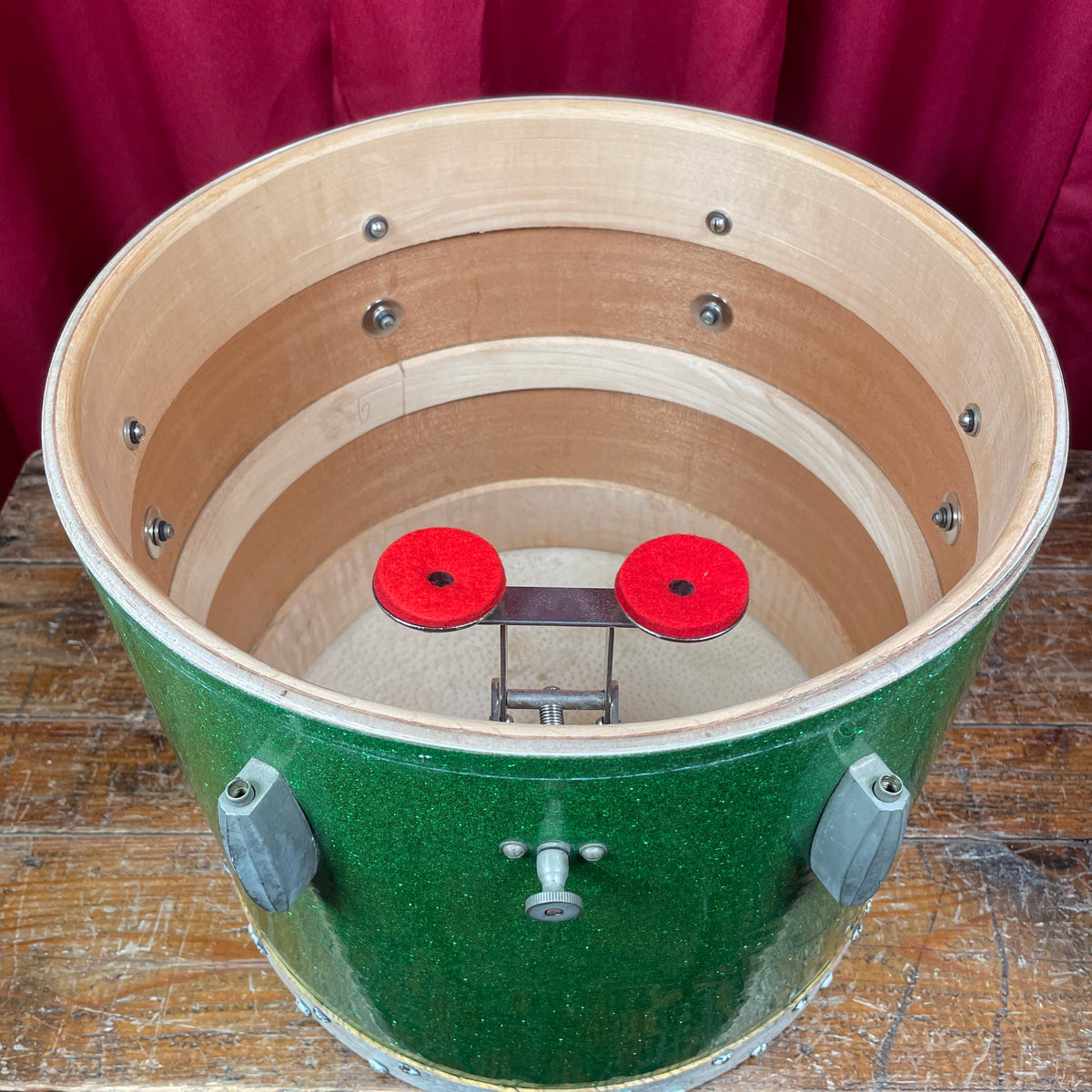 1920s-1930s Slingerland Radio King 2pc Drum Set Green Glass Glitter
