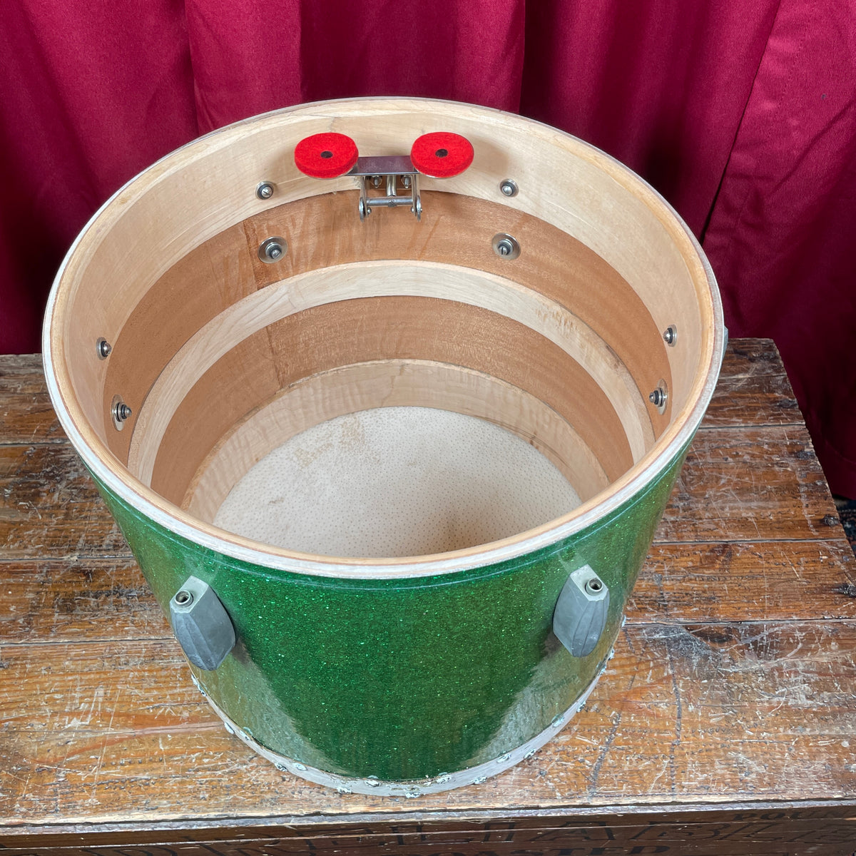 1920s-1930s Slingerland Radio King 2pc Drum Set Green Glass Glitter