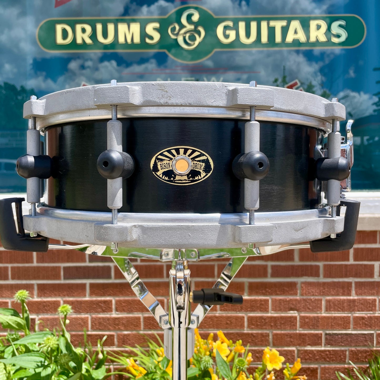 Bison Drum Company 5x14 Snare Drum Black w/ NGU Magnesium Alloy Hoops