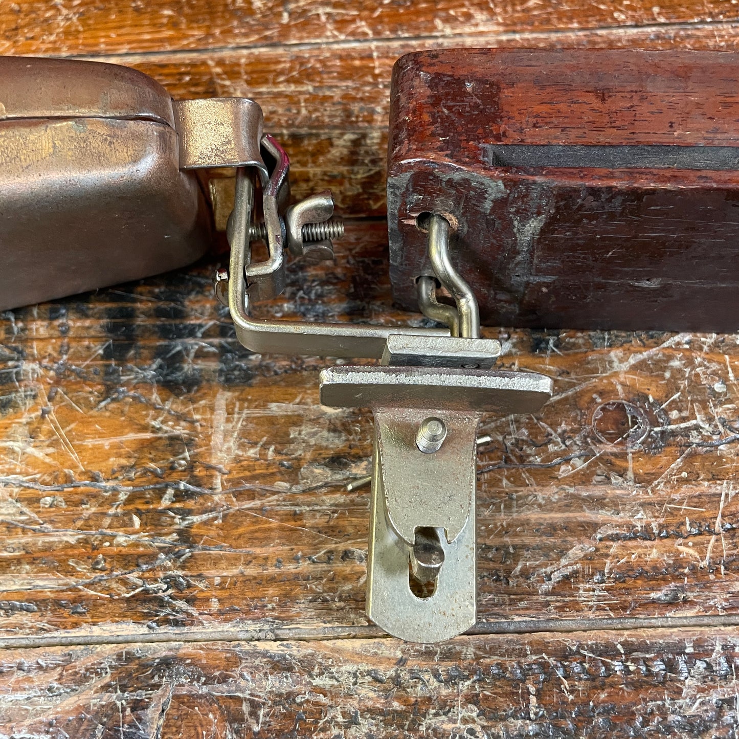 1950s Slingerland Cowbell and Wood Block Set w/ Nickel Shur-Grip Combination Holder