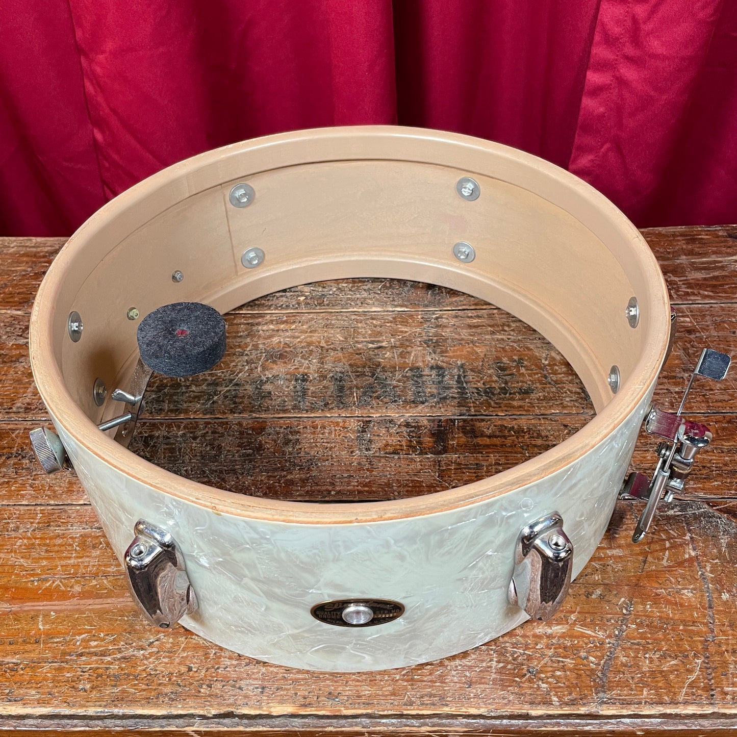 1960s Slingerland 5.5x14 Deluxe Student Model No. 161 Snare Drum White Marine Pearl