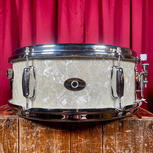 1960s Slingerland 5.5x14 Deluxe Student Model No. 161 Snare Drum White Marine Pearl