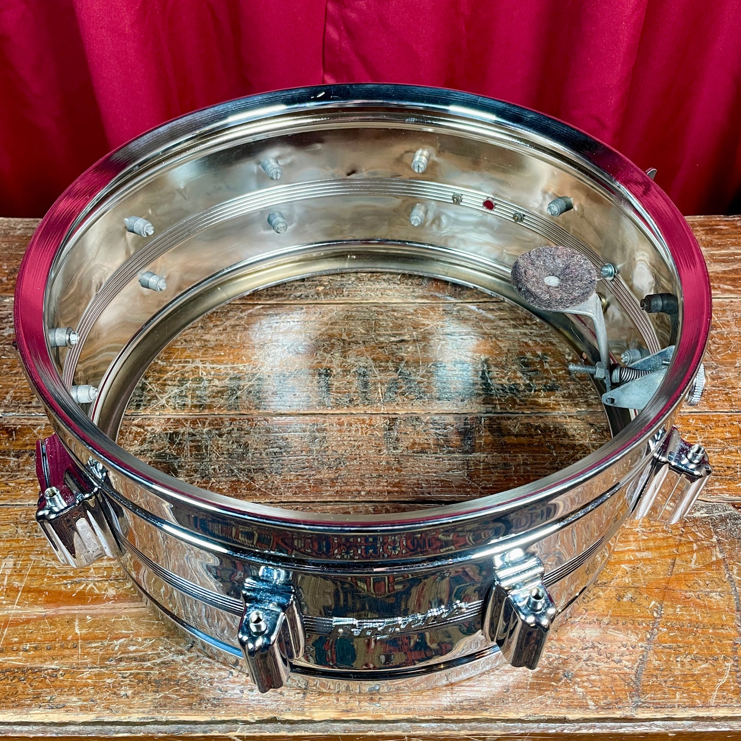 1960s Rogers 6.5x14 Chrome Over Brass Dynasonic Snare Drum COB