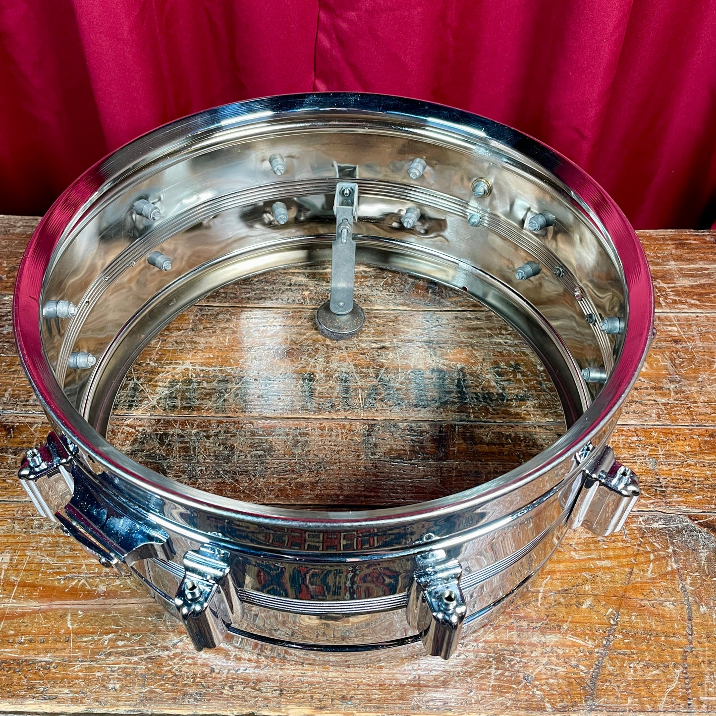1960s Rogers 6.5x14 Chrome Over Brass Dynasonic Snare Drum COB