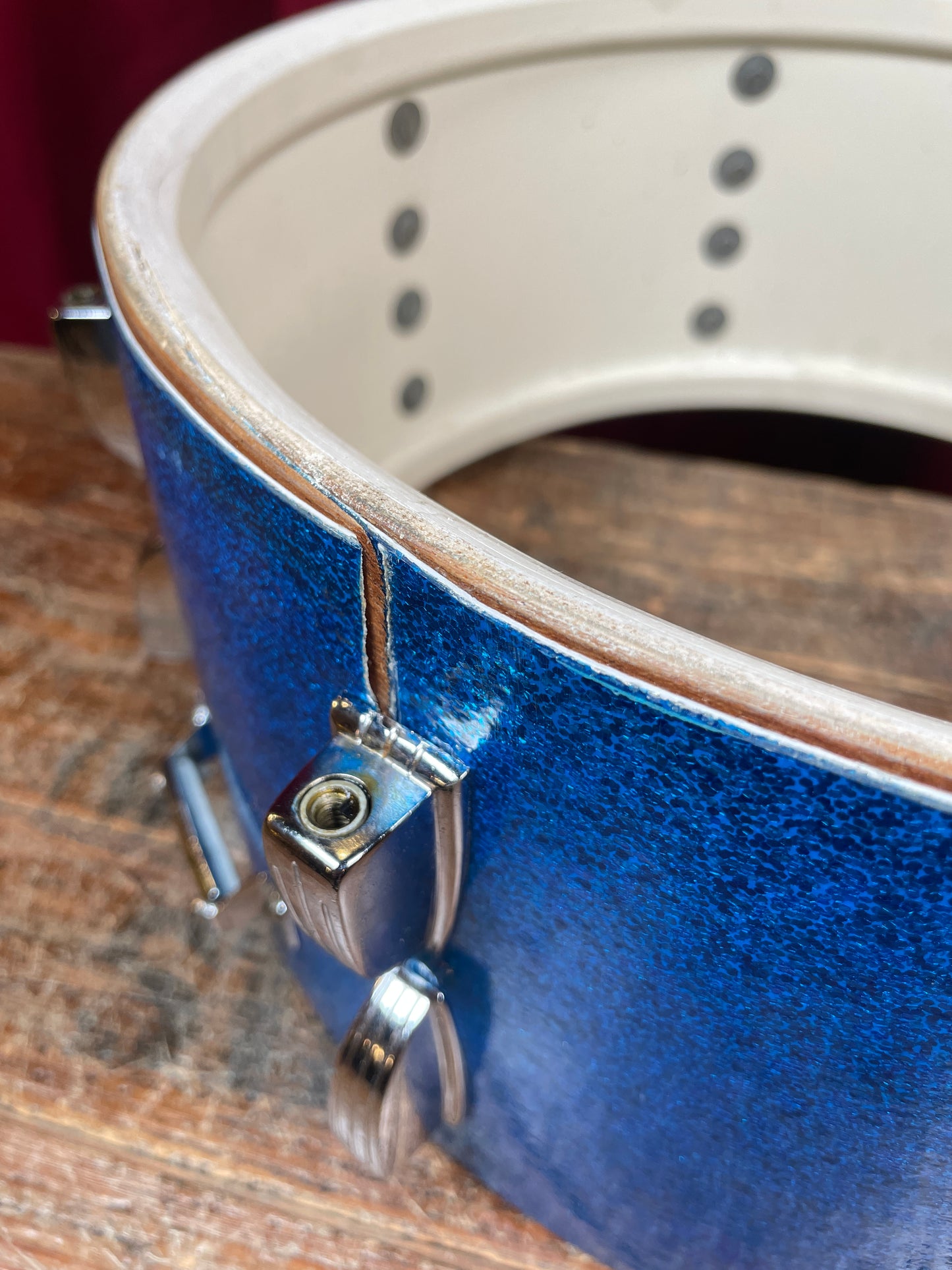 1960s Ludwig School Festival 6.5x14 Snare Drum Blue Sparkle COB
