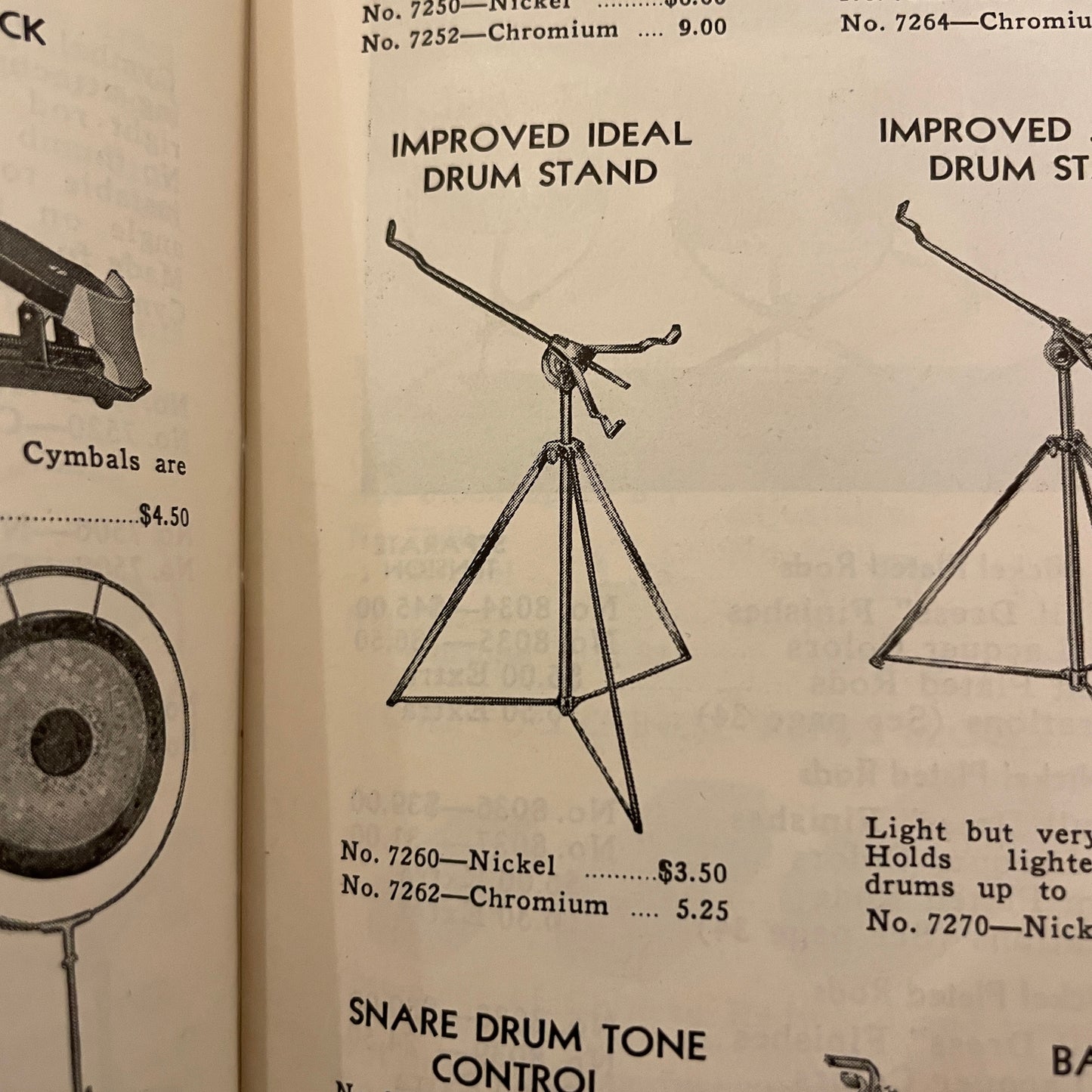 1930s Leedy No. 7260 Nickel Snare Drum Stand