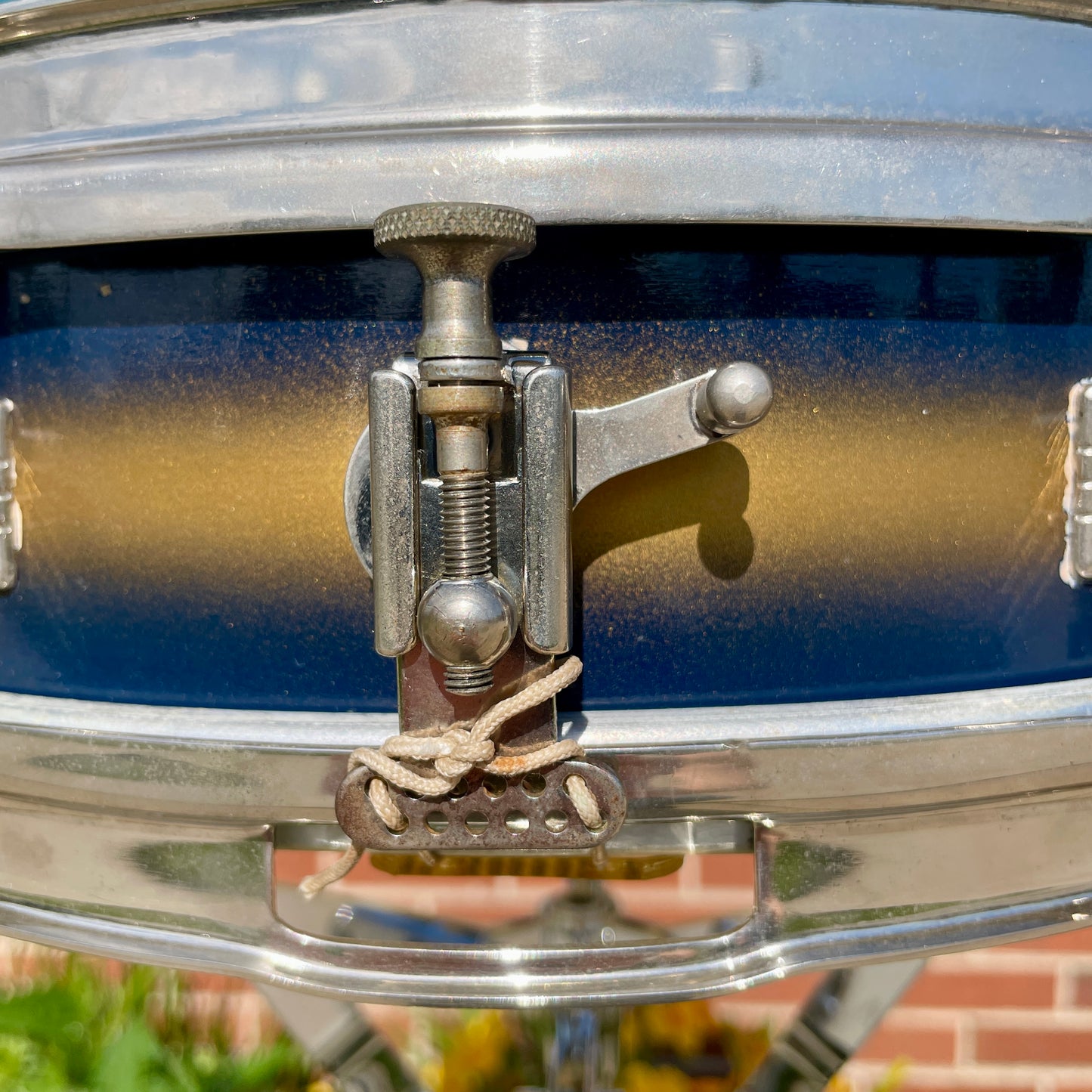 1950s-1960s Ludwig 3x13 Be-Bop Jazz Combo Trans Badge Snare Drum Dark Blue / Gold Duco
