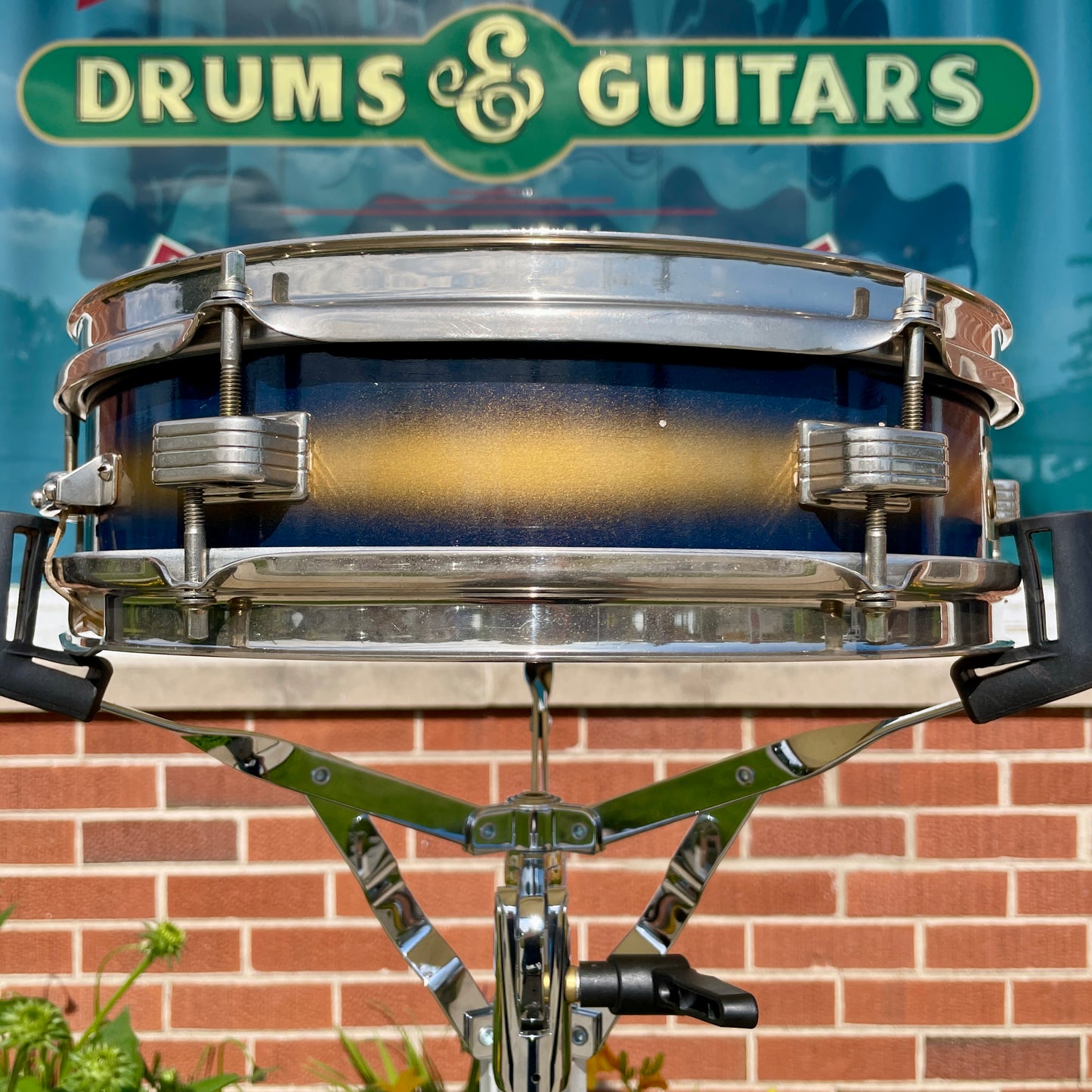 1950s-1960s Ludwig 3x13 Be-Bop Jazz Combo Trans Badge Snare Drum Dark Blue / Gold Duco