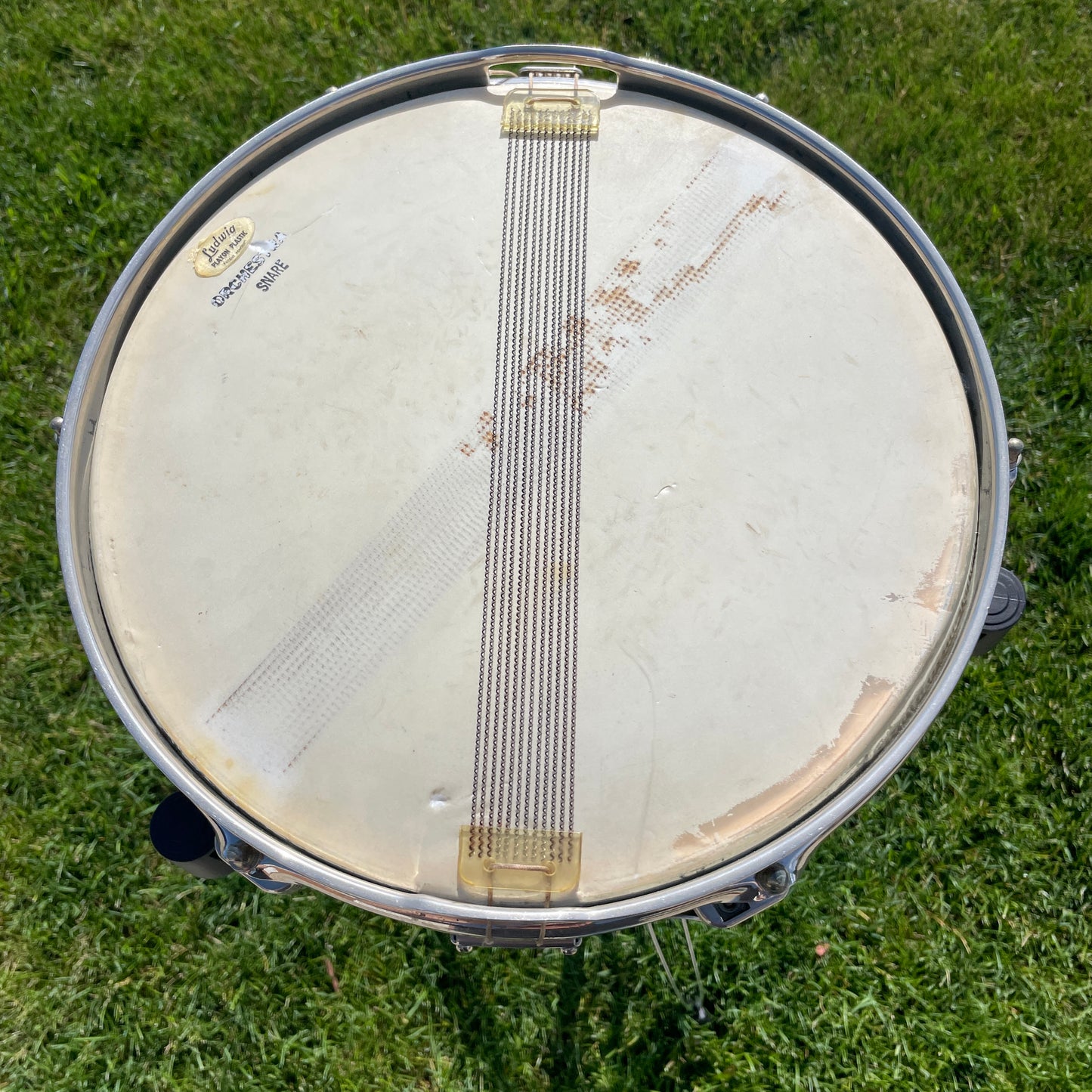 1950s-1960s Ludwig 3x13 Be-Bop Jazz Combo Trans Badge Snare Drum Dark Blue / Gold Duco