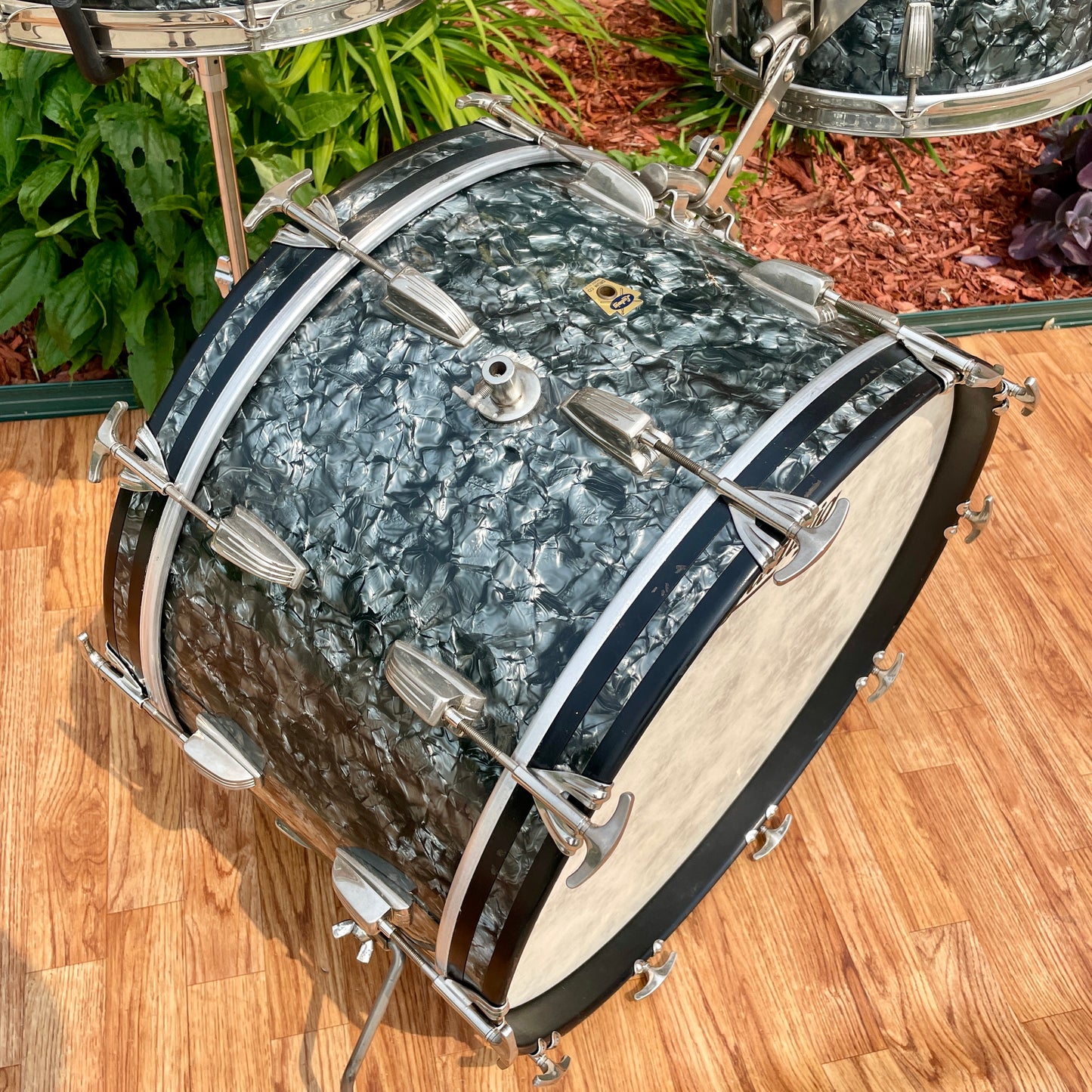 1959 Ludwig New Yorker Drum Set Black Diamond Pearl Trans Badge 22/12 w/ 5.5x14 Snare