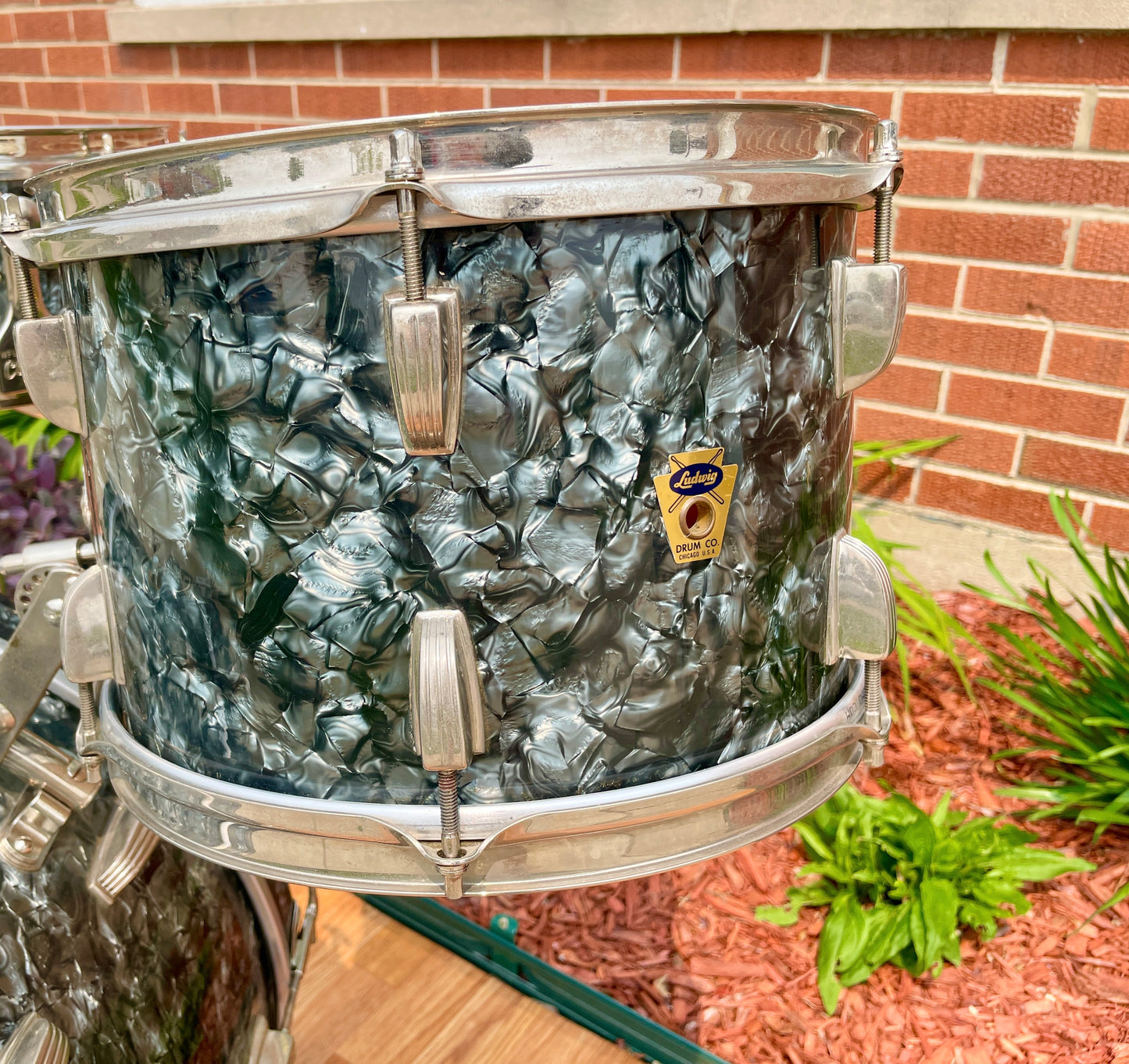 1959 Ludwig New Yorker Drum Set Black Diamond Pearl Trans Badge 22/12