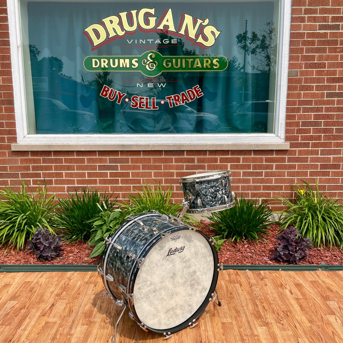 1959 Ludwig New Yorker Drum Set Black Diamond Pearl Trans Badge 22/12