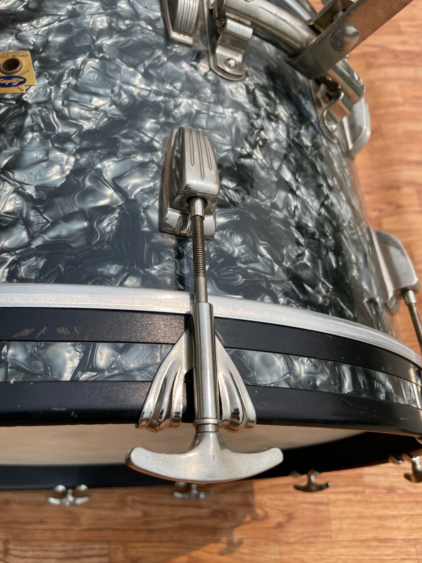 1959 Ludwig New Yorker Drum Set Black Diamond Pearl Trans Badge 22/12