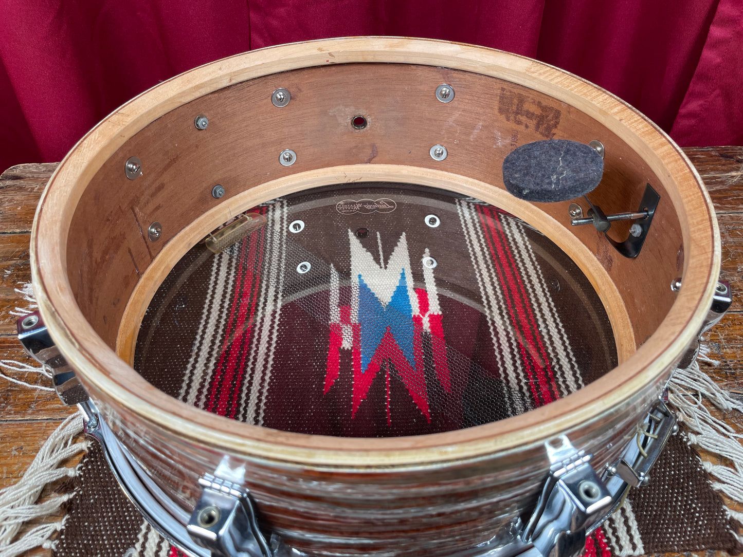 1960 Ludwig No. 908P Jazz Festival 5x14 Snare Drum Oyster Pink Pearl Trans Badge COB