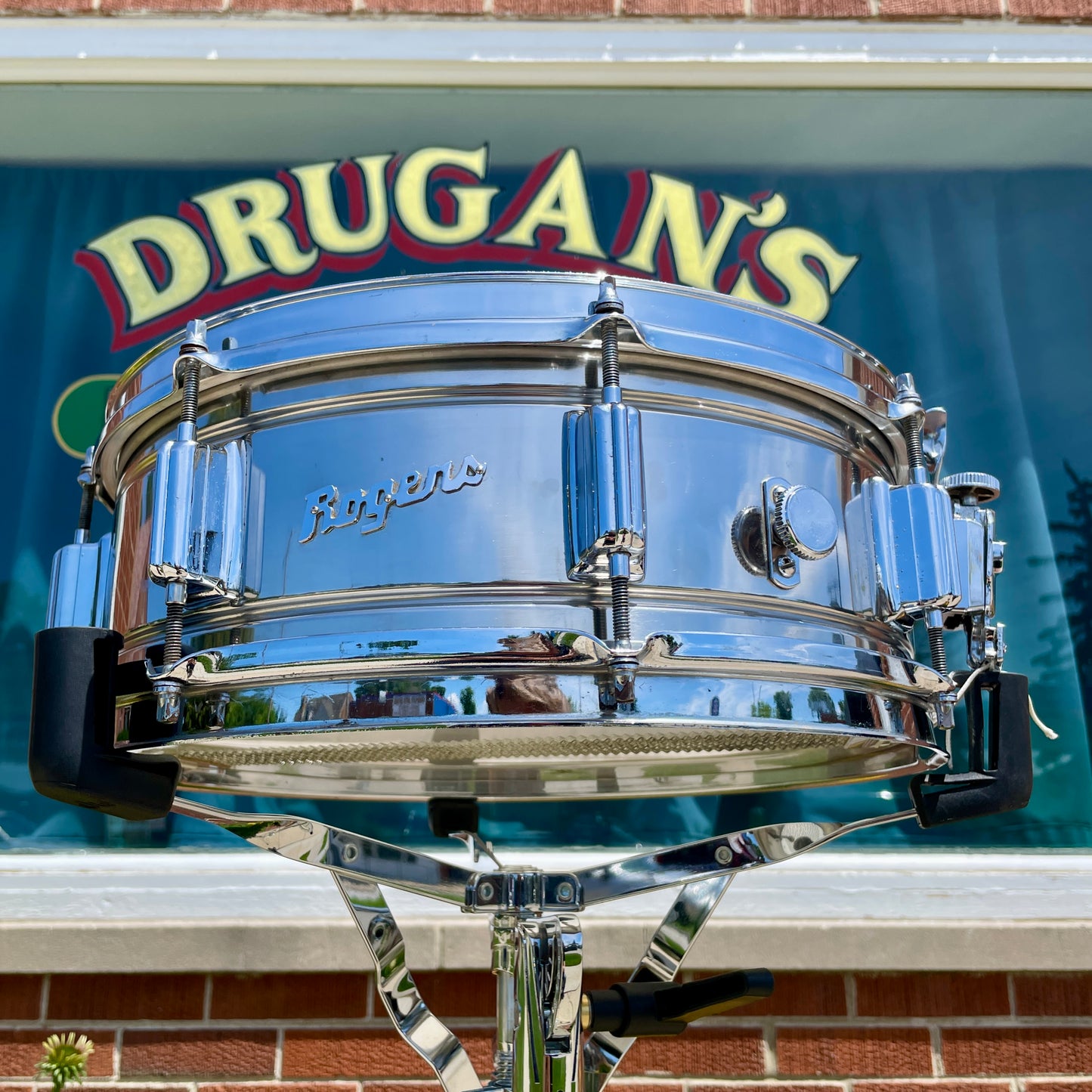 1960s Rogers 5x14 Powertone Snare Drum Chrome Over Brass Dayton COB