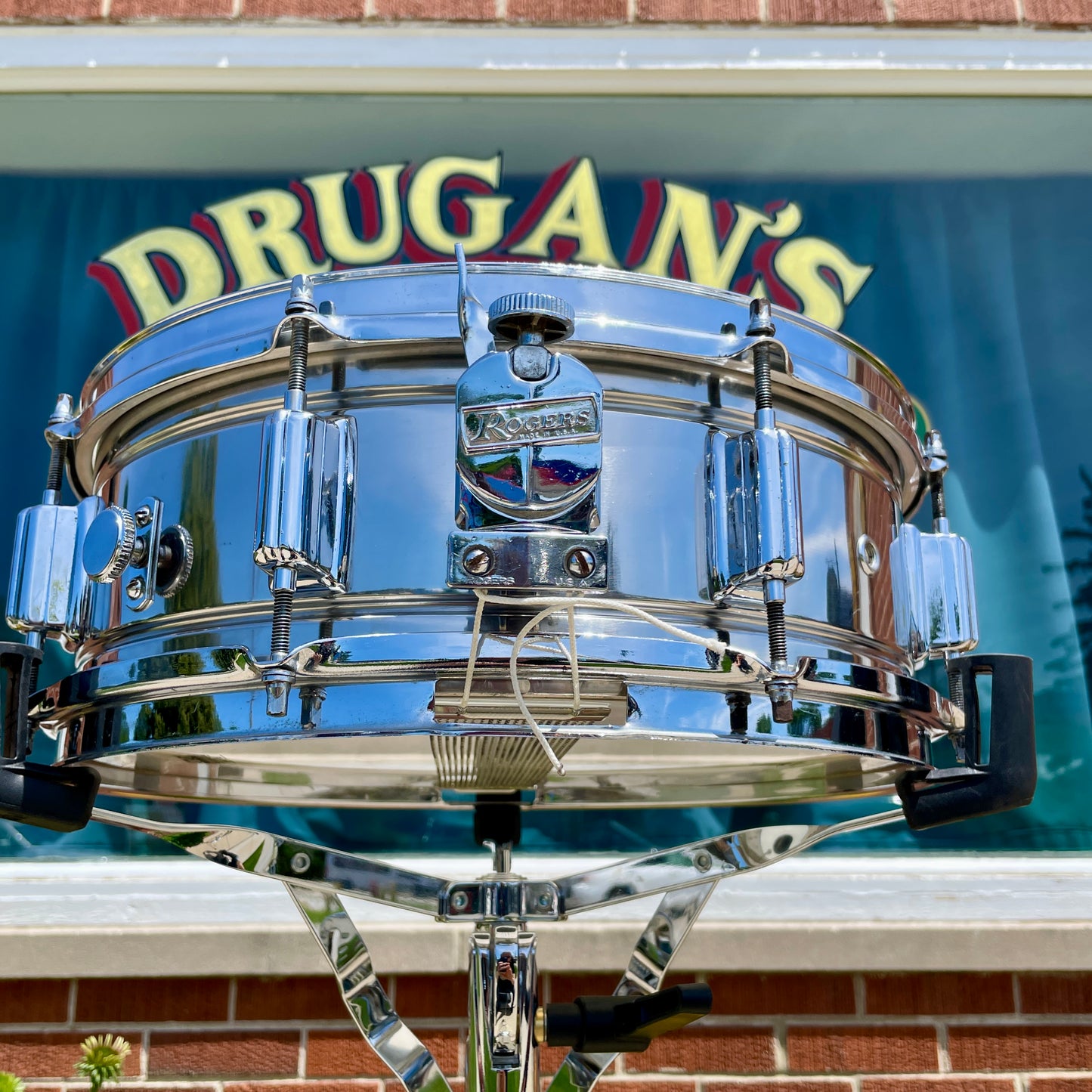 1960s Rogers 5x14 Powertone Snare Drum Chrome Over Brass Dayton COB