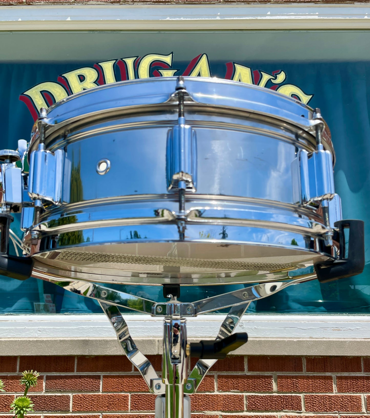 1960s Rogers 5x14 Powertone Snare Drum Chrome Over Brass Dayton COB