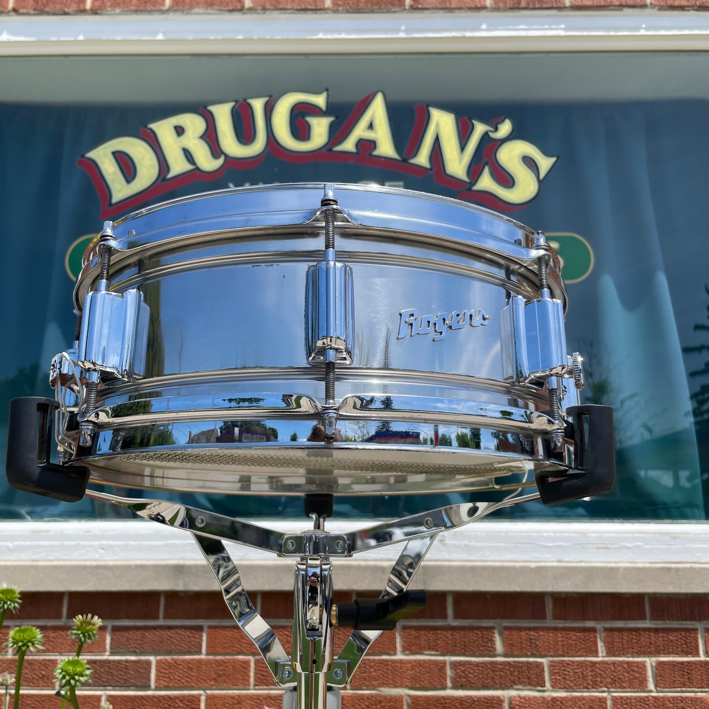1960s Rogers 5x14 Powertone Snare Drum Chrome Over Brass Dayton COB