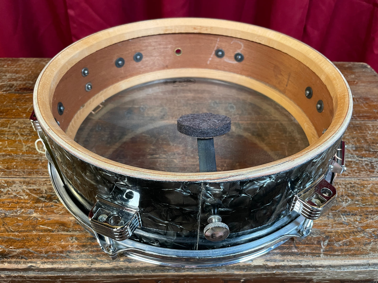 1959 Ludwig 4x13 Las Vegas Snare Drum Black Diamond Pearl Trans Badge Jazz Combo