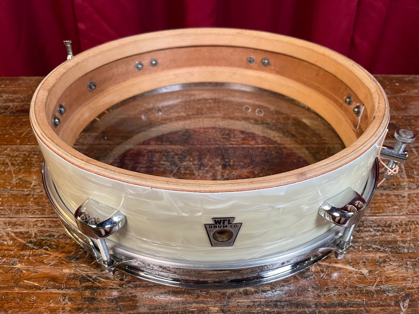 1950s WFL Buddy Rich Be-Bop 3x13 Snare Drum No. 905P White Marine Pearl