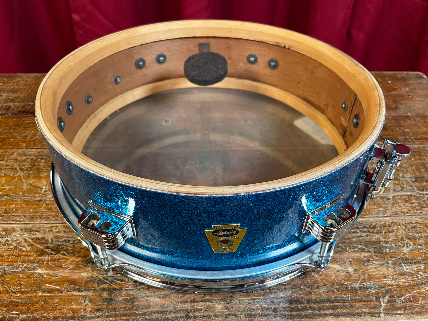 1959 Ludwig 4x13 Las Vegas Snare Drum Blue Sparkle Trans Badge Jazz Combo