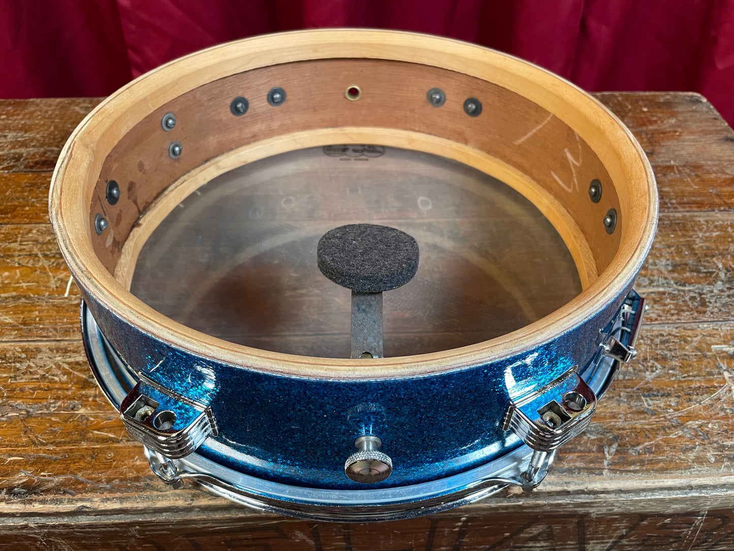 1959 Ludwig 4x13 Las Vegas Snare Drum Blue Sparkle Trans Badge Jazz Combo
