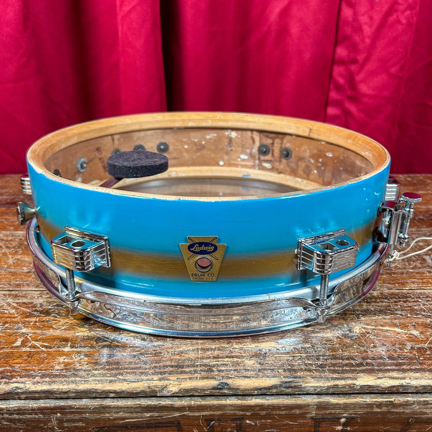 1960 Ludwig 3x13 Be-Bop Jazz Combo Trans Badge Snare Drum Baby Blue/Gold Duco