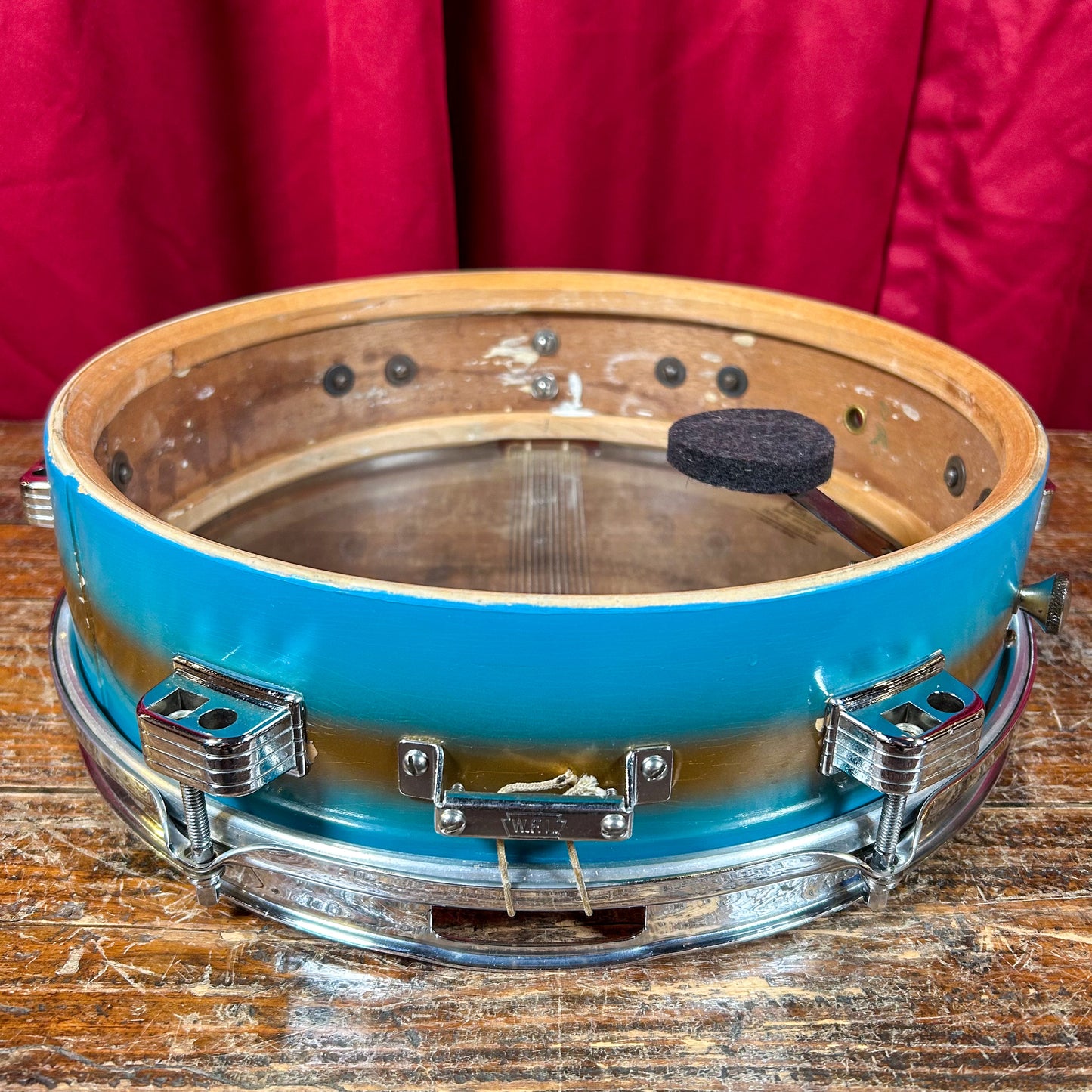 1960 Ludwig 3x13 Be-Bop Jazz Combo Trans Badge Snare Drum Baby Blue/Gold Duco