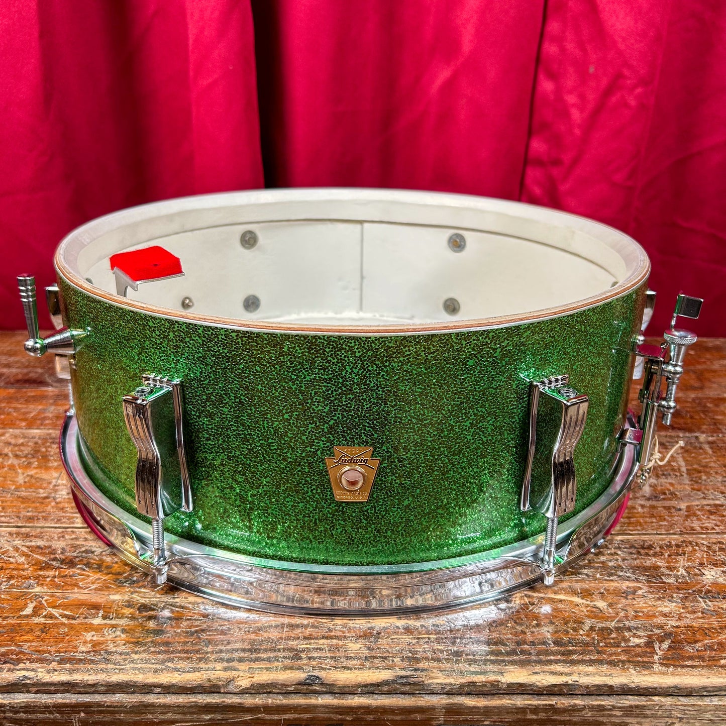 1960s Ludwig 5x14 Pioneer No. 491 Snare Drum Green Sparkle