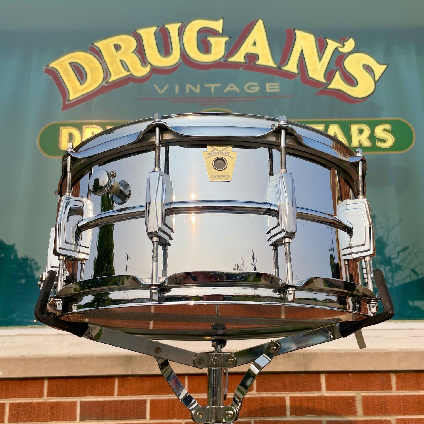 1980s Ludwig 6.5x14 Super Sensitive to Supraphonic Conversion Snare Drum Early Monroe