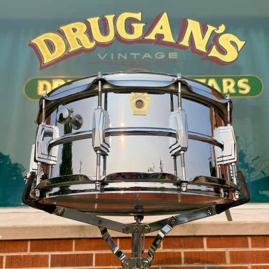 1980s Ludwig 6.5x14 Super Sensitive to Supraphonic Conversion Snare Drum Early Monroe