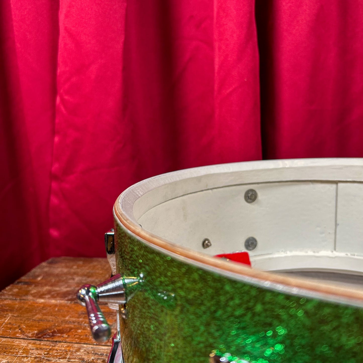 1960s Ludwig 5x14 Pioneer No. 491 Snare Drum Green Sparkle