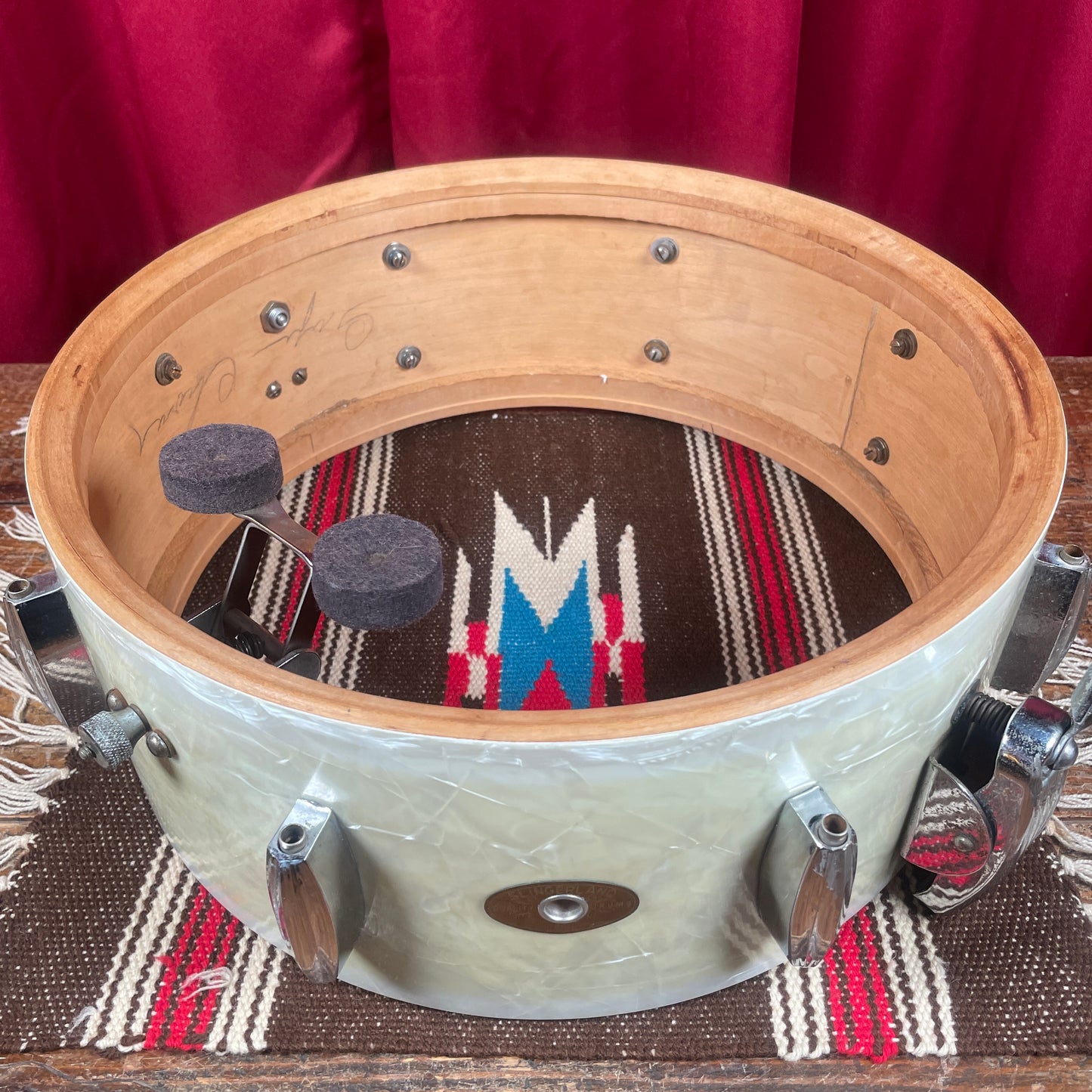 1950s Slingerland Radio King Drum Set White Marine Pearl 22/13/16 w/ 5.5x14 Snare