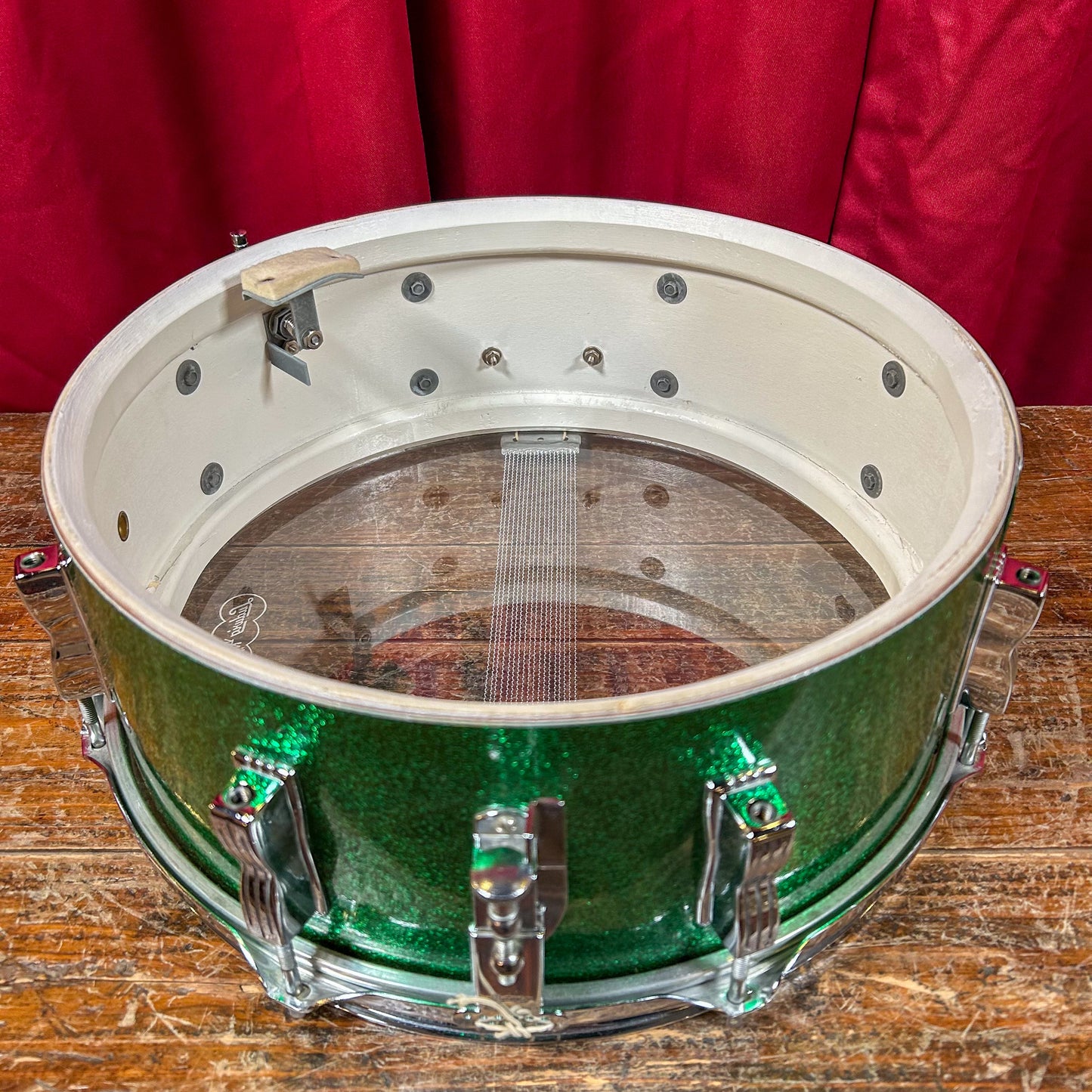 1960s Ludwig 5x14 No. 908P Jazz Festival Snare Drum Green Sparkle