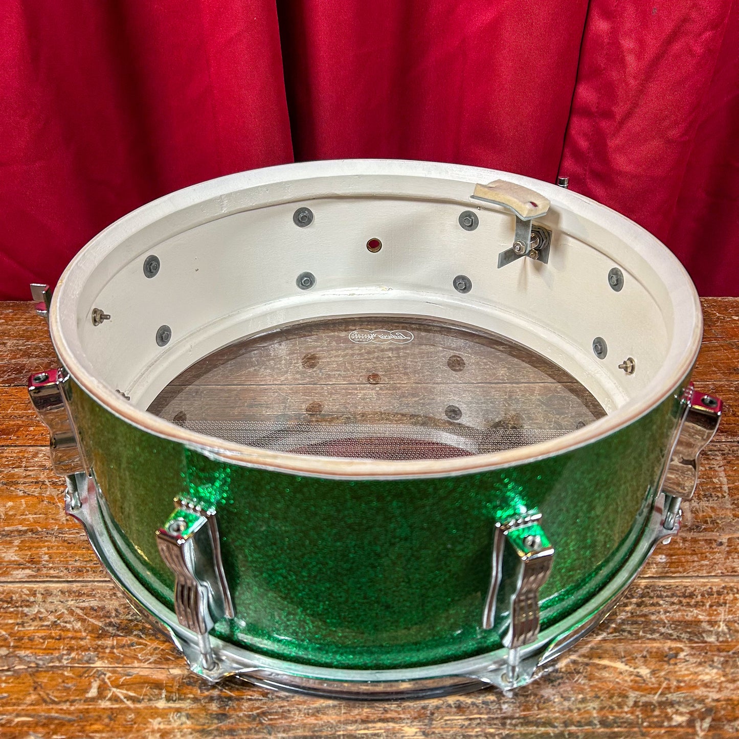 1960s Ludwig 5x14 No. 908P Jazz Festival Snare Drum Green Sparkle