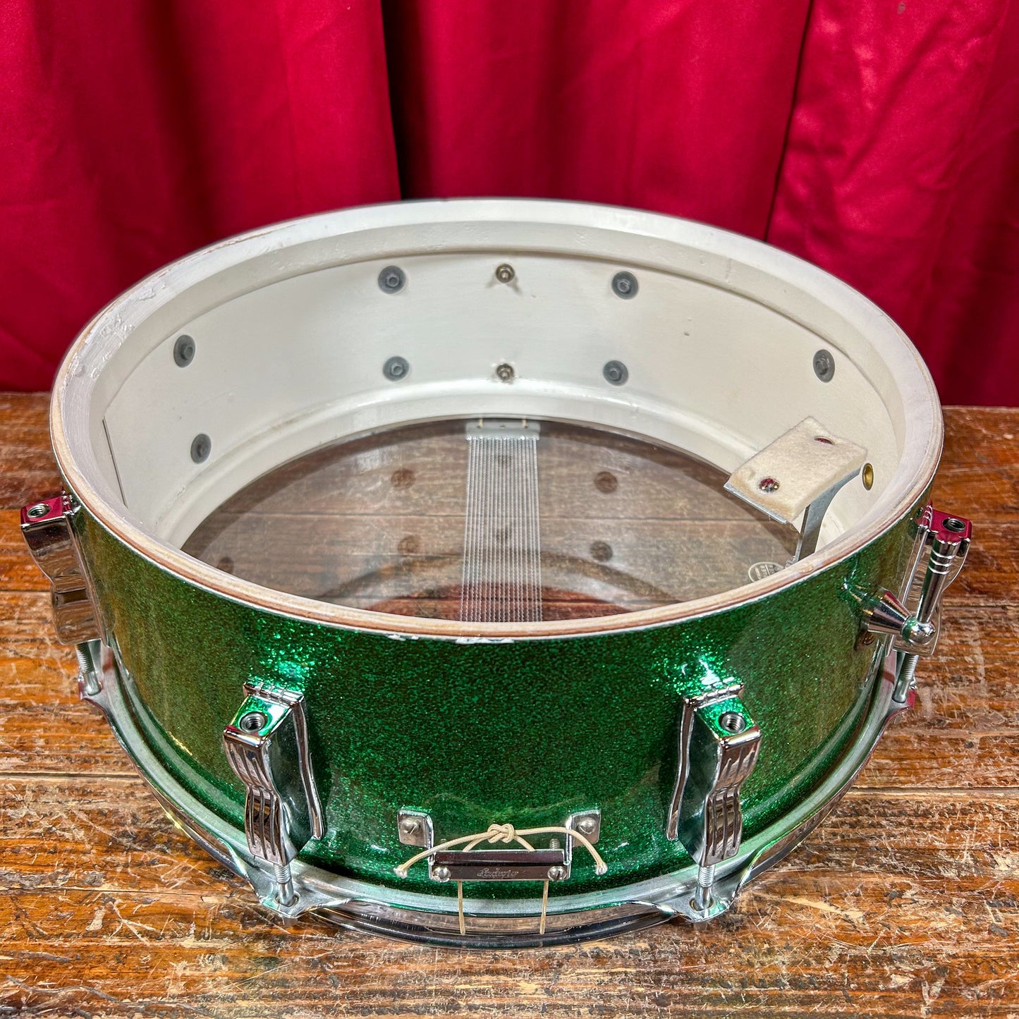 1960s Ludwig 5x14 No. 908P Jazz Festival Snare Drum Green Sparkle