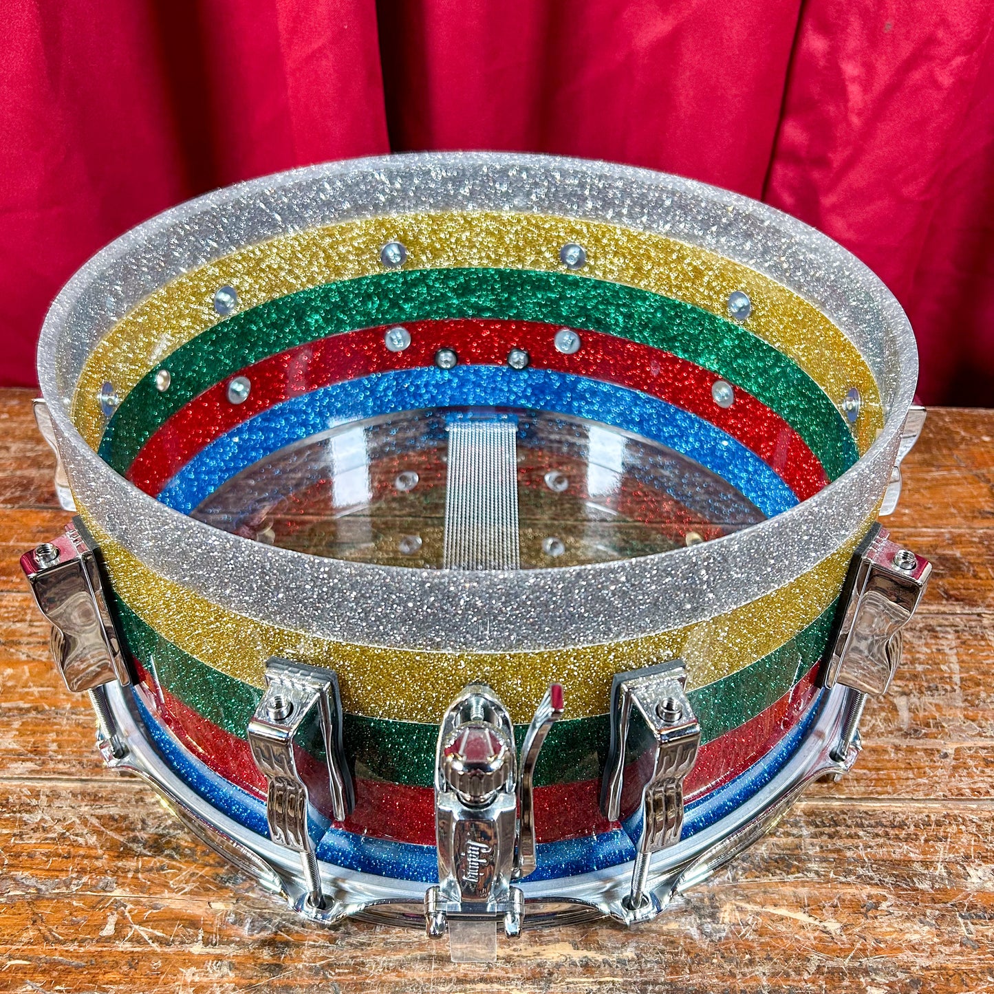 Ludwig 50th Anniversary 6.5x14 Salesman Sparkle Vistalite Snare Drum (1 of Only 50 Made)