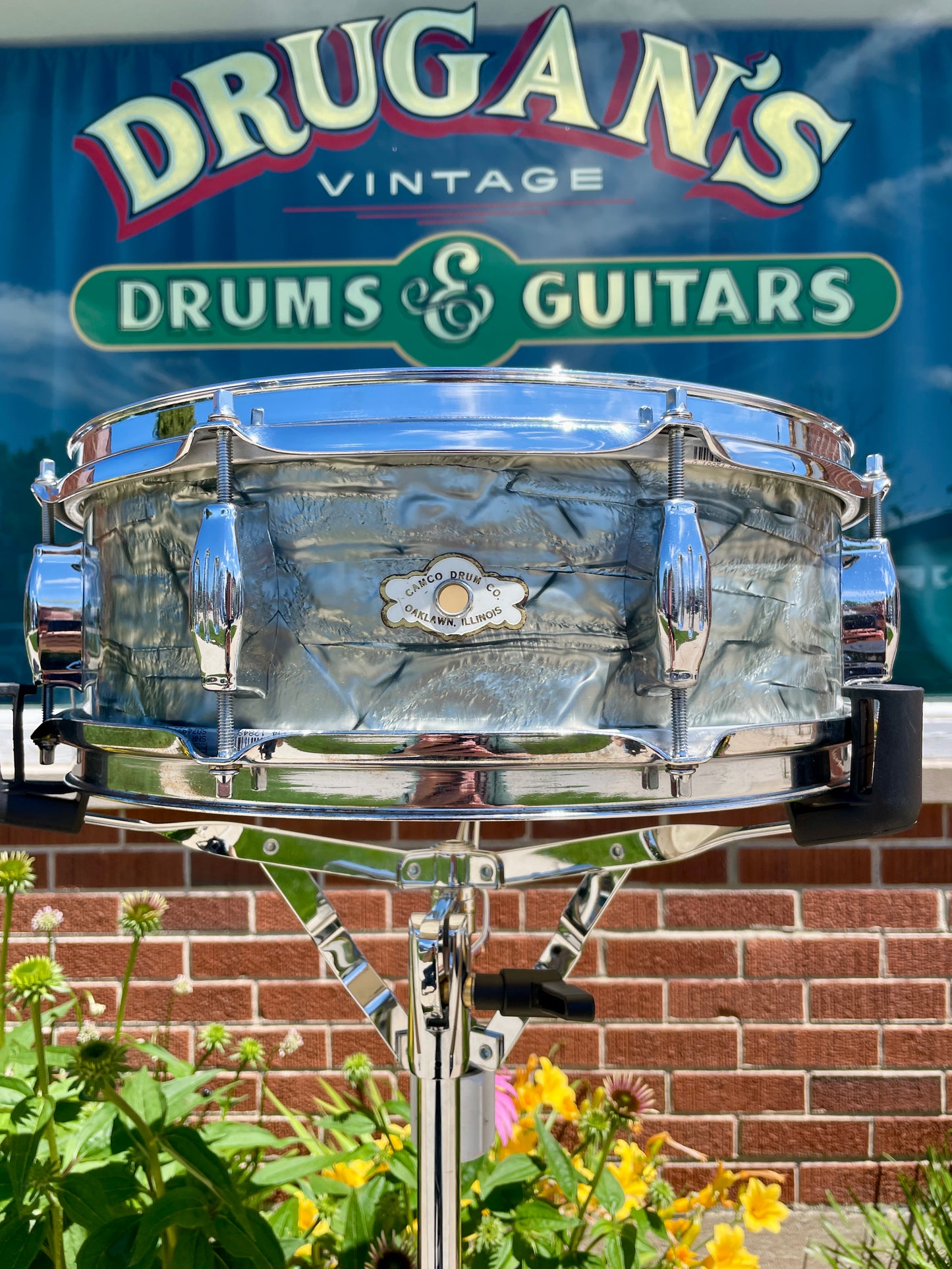 1960s Camco Oaklawn 5x14 Tuxedo Snare Drum Sky Blue Pearl 4 Ply