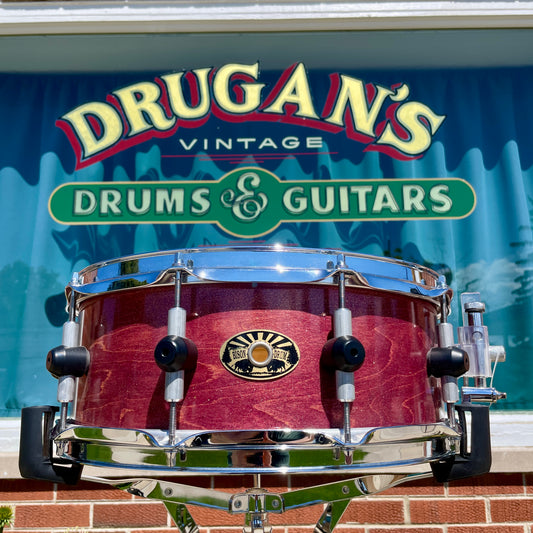 Bison Drum Company 5.5x14 Snare Drum Transparent Red Sparkle