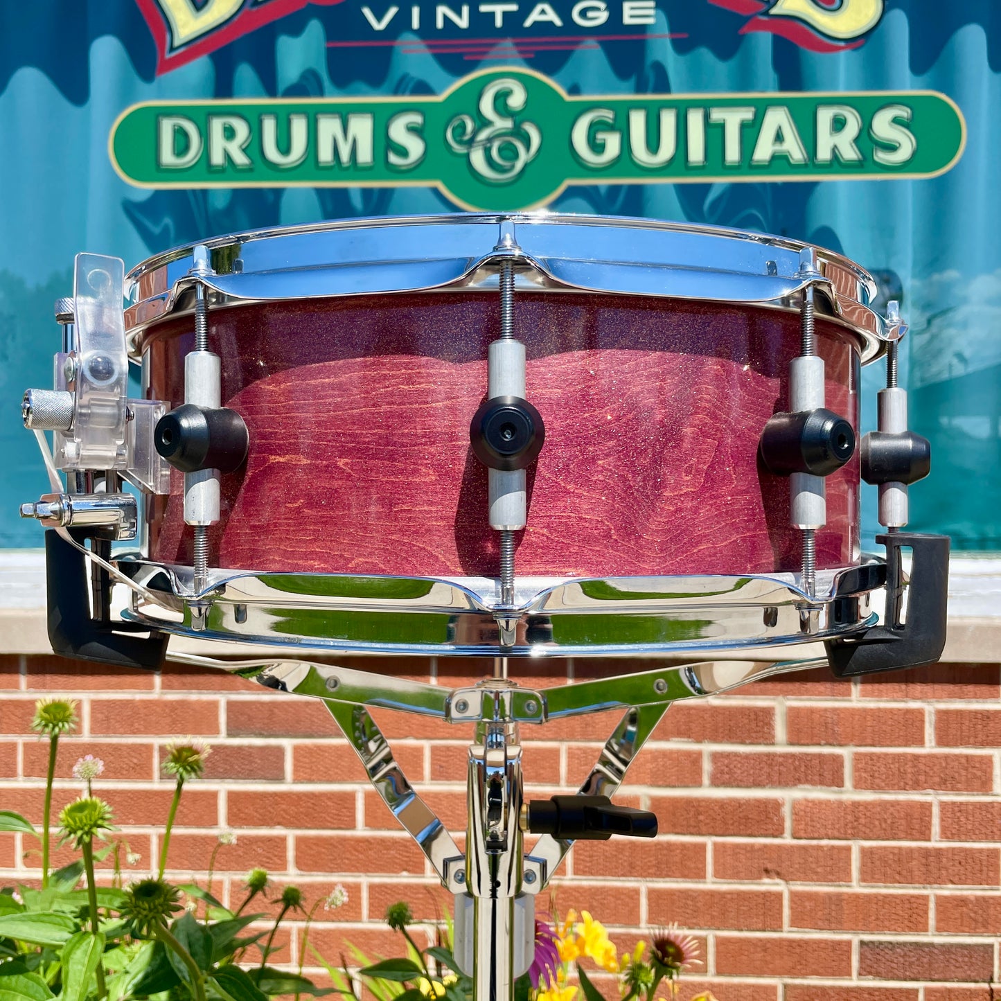 Bison Drum Company 5.5x14 Snare Drum Transparent Red Sparkle