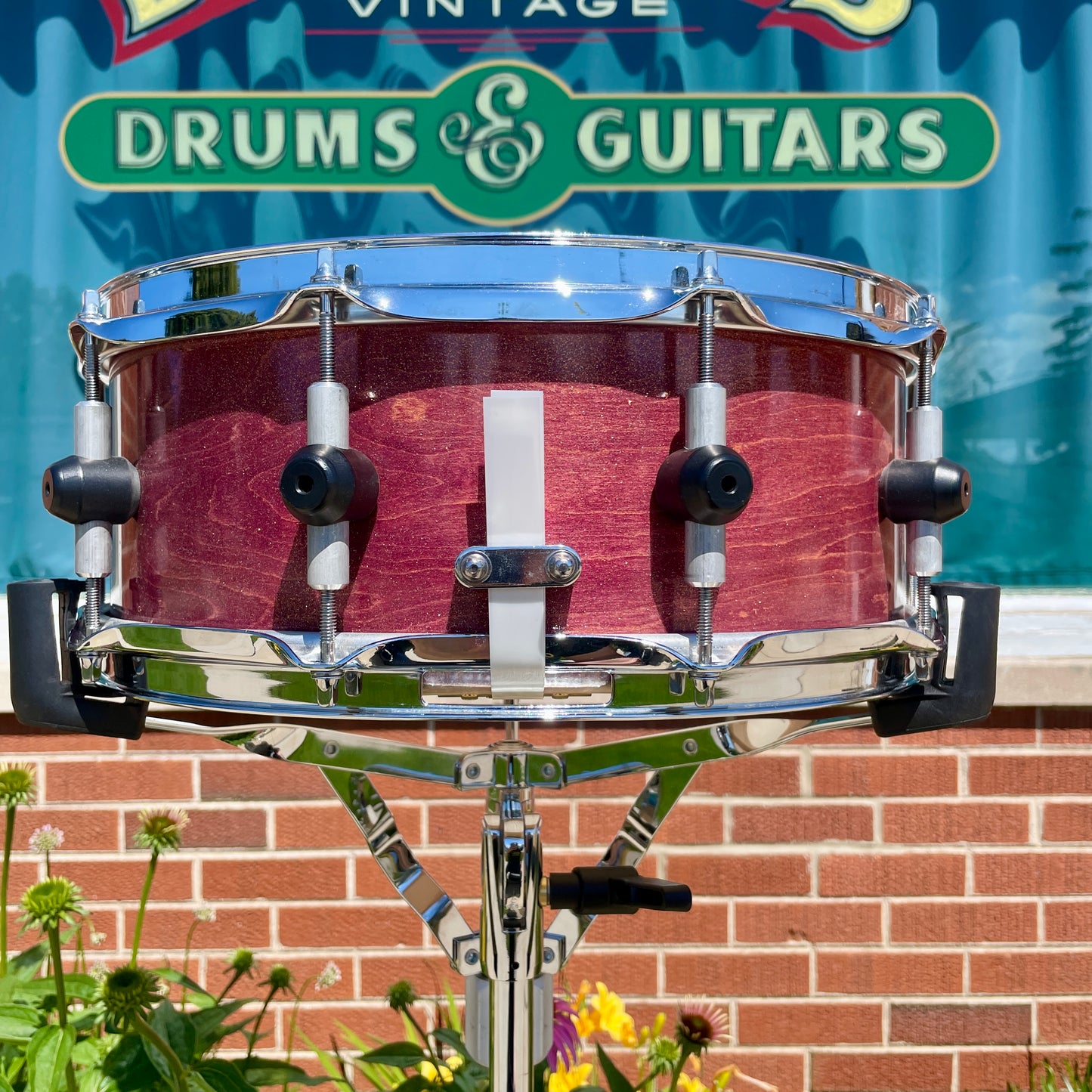 Bison Drum Company 5.5x14 Snare Drum Transparent Red Sparkle