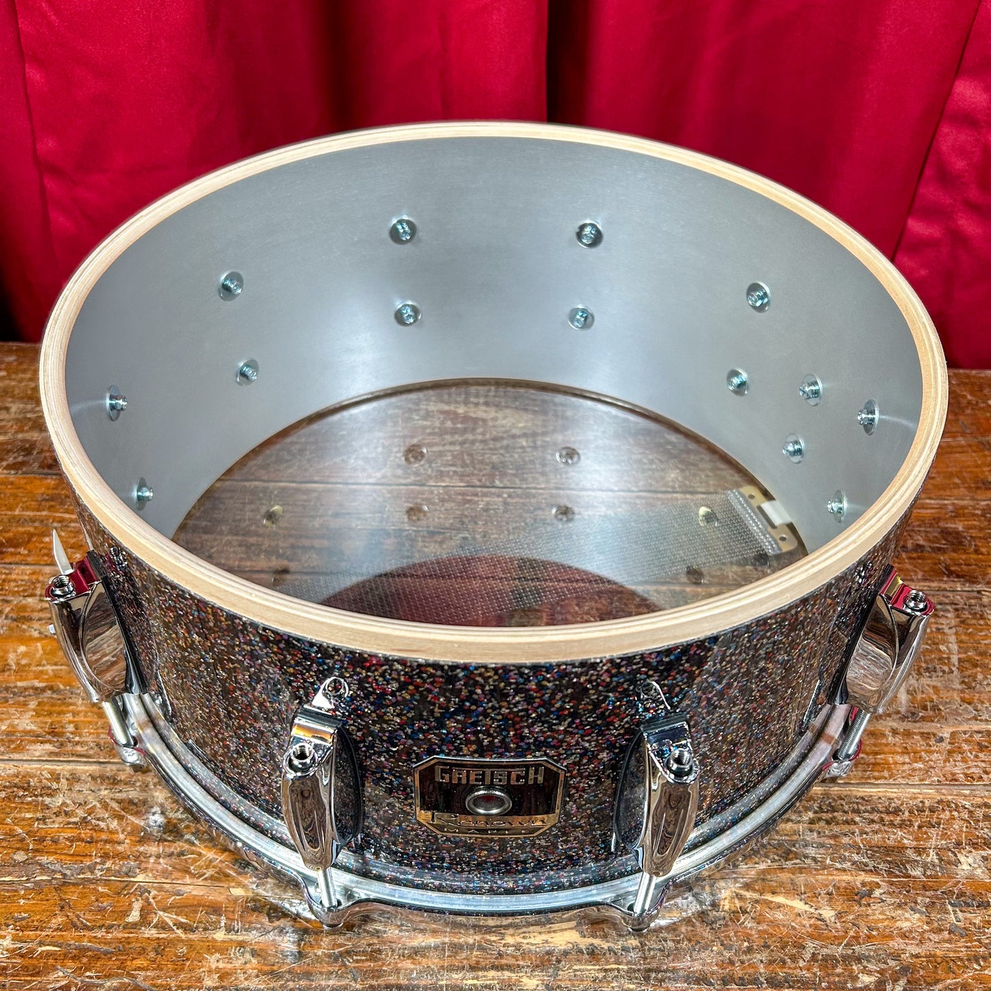 Gretsch 1 of 1 Renown Maple 6.5x14 Snare Drum Peacock Black Galaxy Sparkle