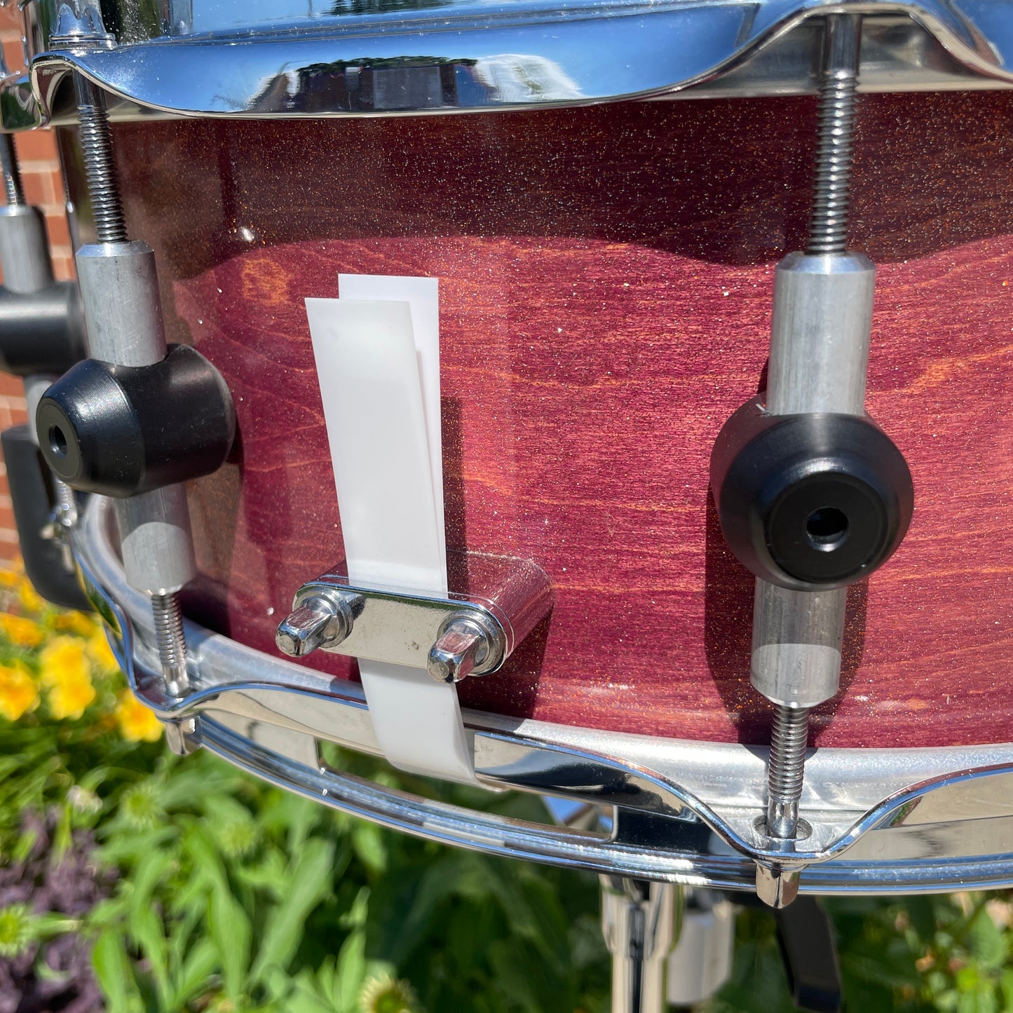 Bison Drum Company 5.5x14 Snare Drum Transparent Red Sparkle