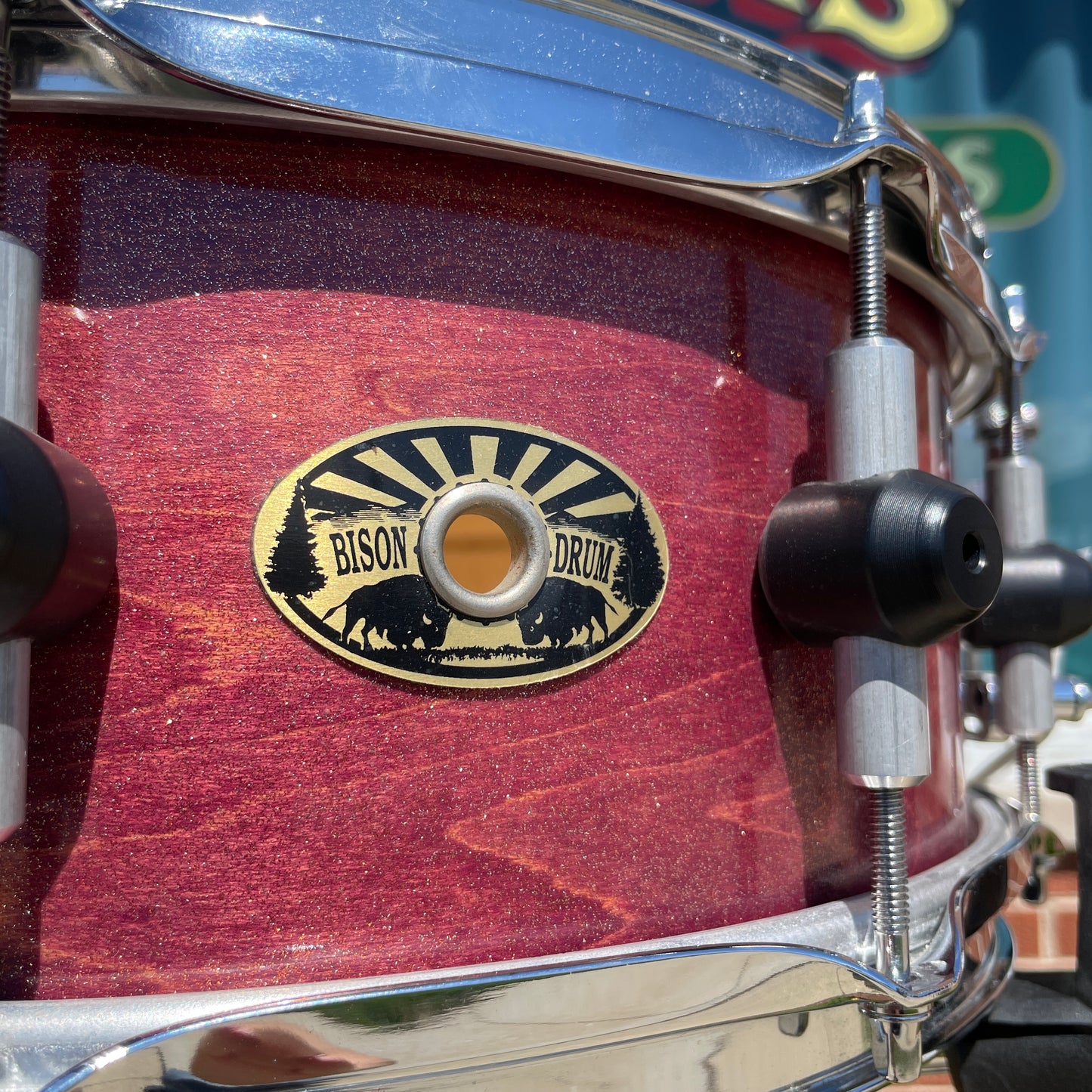 Bison Drum Company 5.5x14 Snare Drum Transparent Red Sparkle