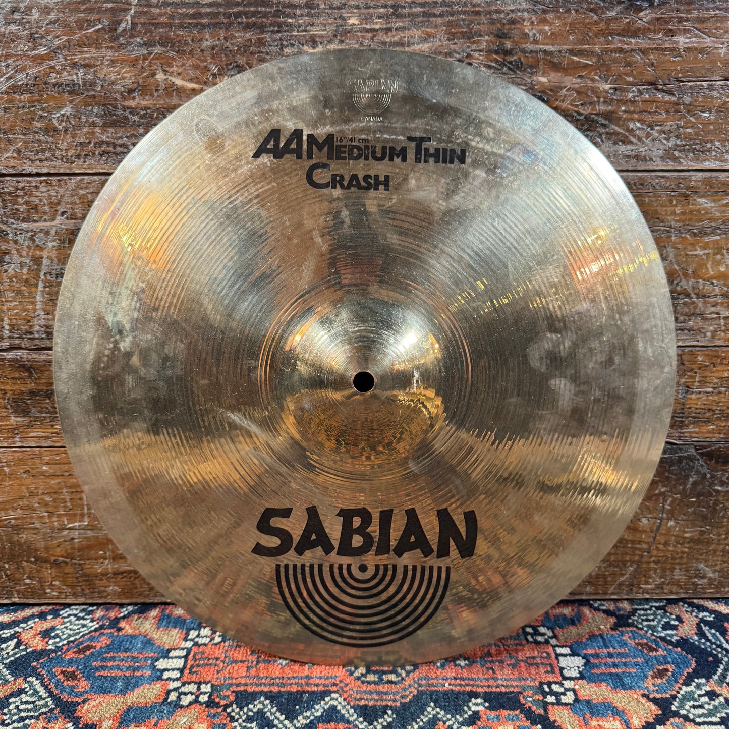 16" Sabian AA Medium Thin Crash Cymbal 1140g Brilliant *Video Demo*